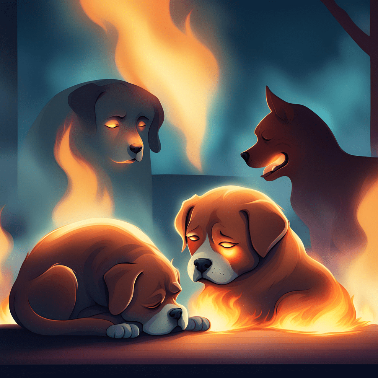 1280x1280 Download Ai Generated Dogs Fire. Royalty Free Stock Illustration Image