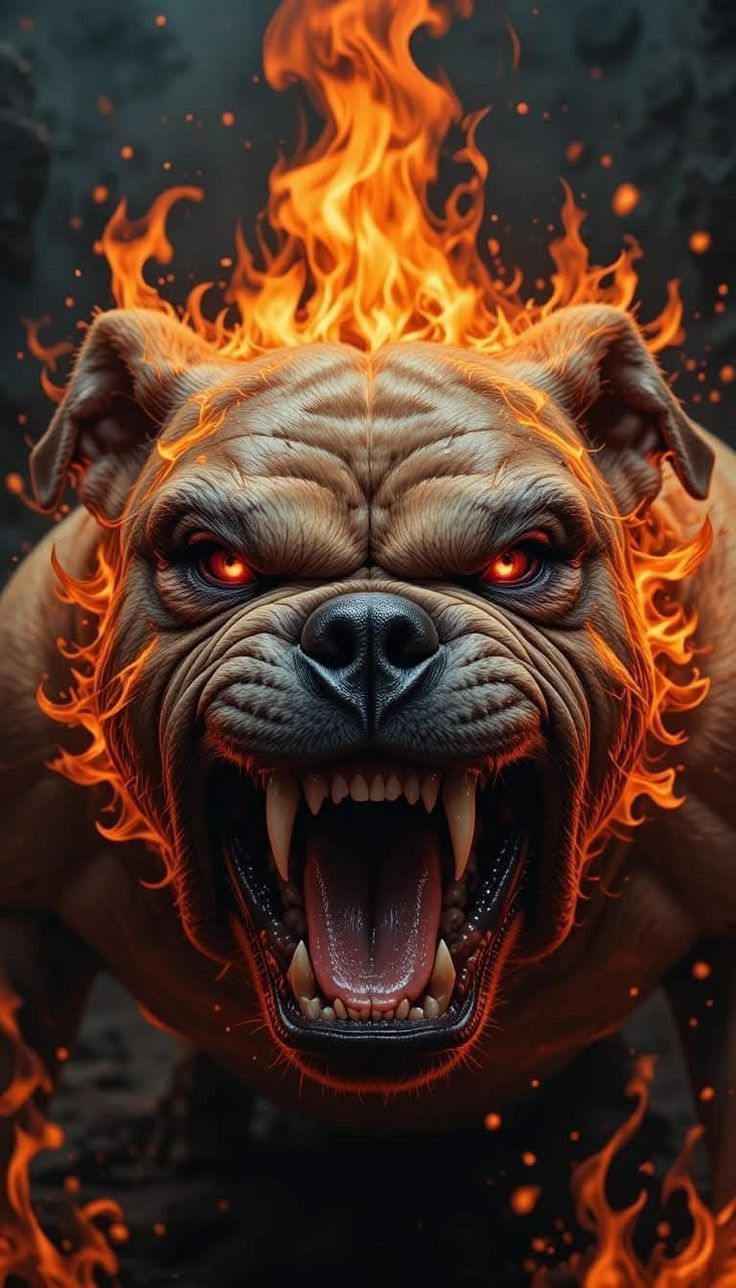 736x1288 Angry dog with fire on head. Angry fire dog wallpaper, Mean dog wallpaper, Rottweiler on fire wallpaper