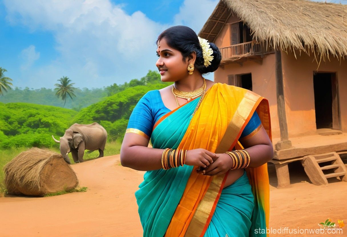 1216x832 Aunty in Tamil Village Saree. Stable Diffusion Online