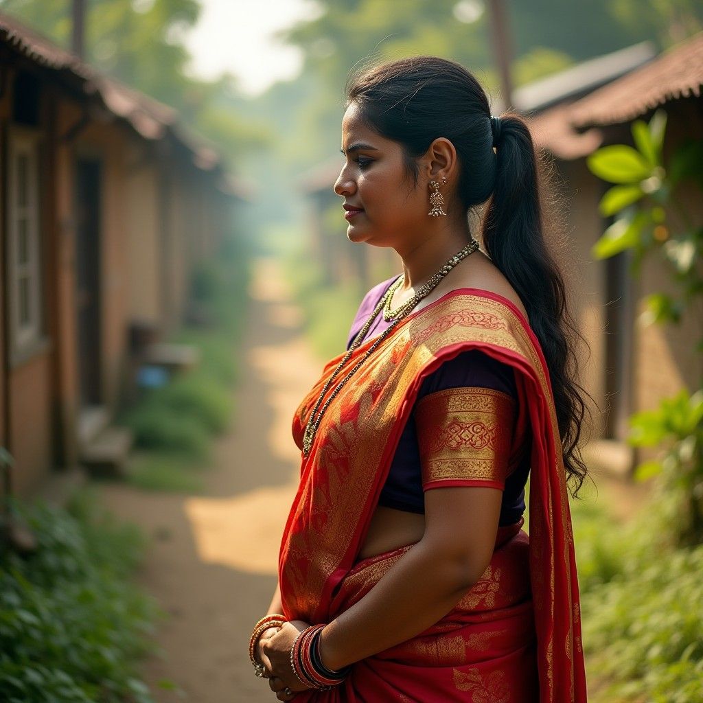 1024x1024 Tamil Village Aunty in Saree. Stable Diffusion Online