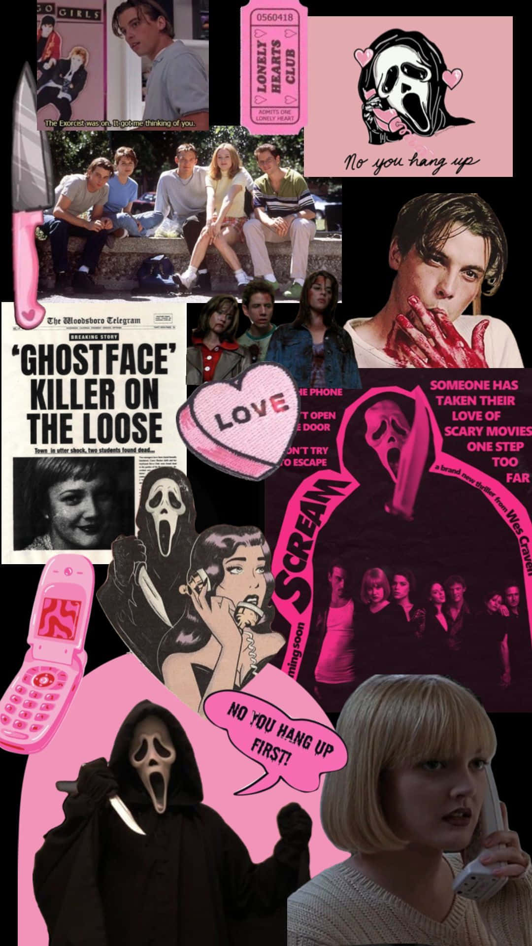 1080x1920 Download Scream Movie Collage Aesthetic Wallpaper