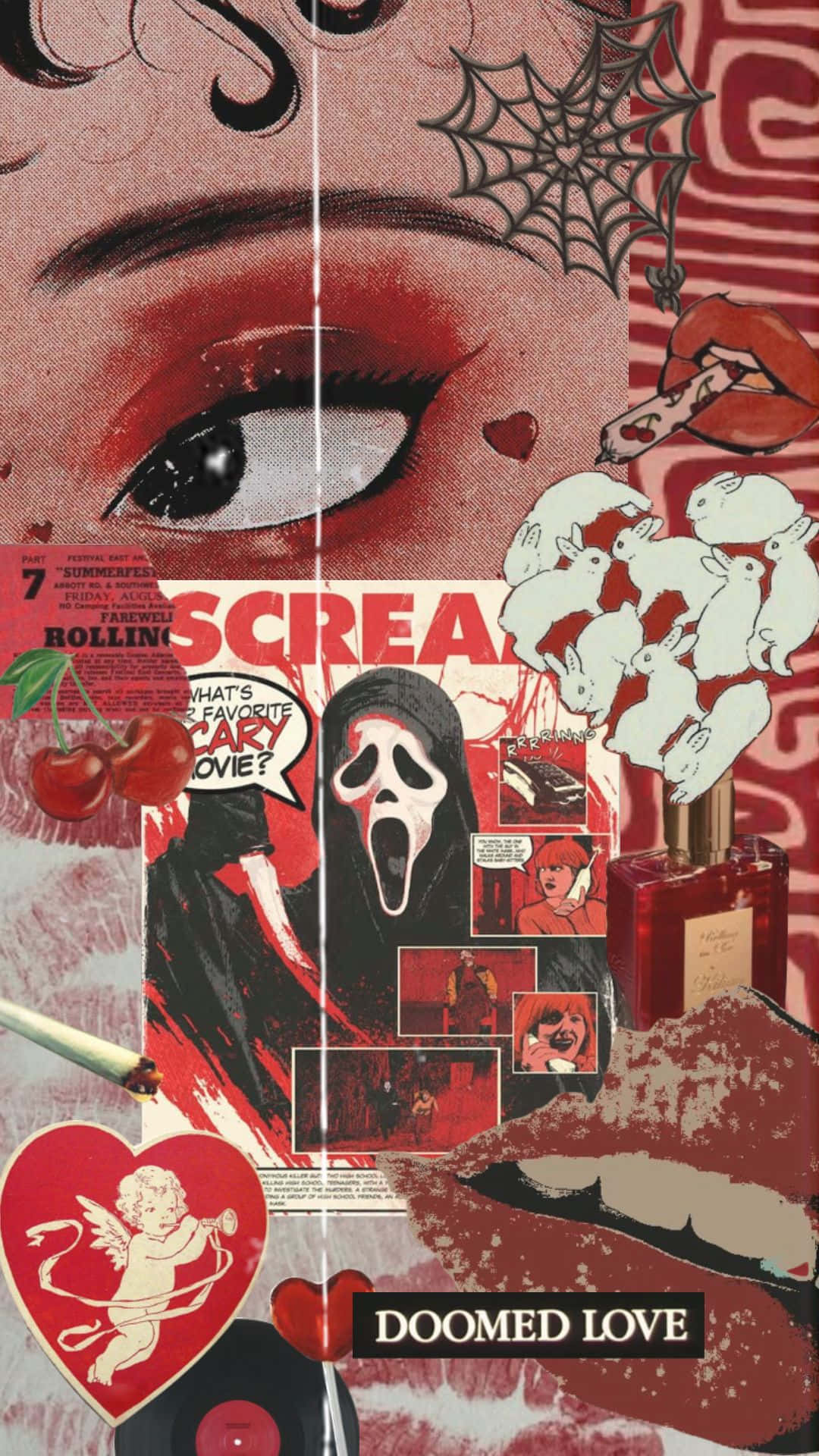 1080x1920 Download Scream Movie Collage Aesthetic Wallpaper