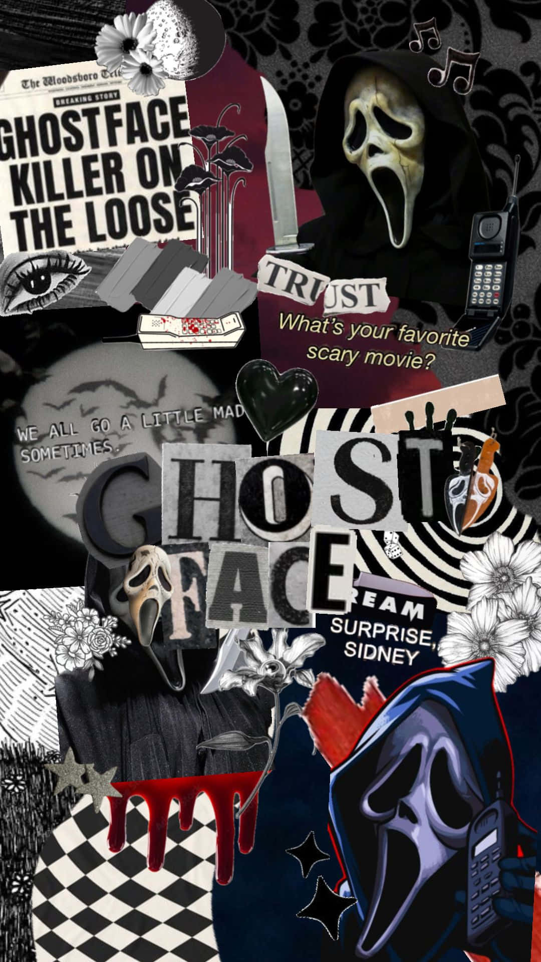 1080x1920 Download Scream Movie Collage Aesthetic Wallpaper