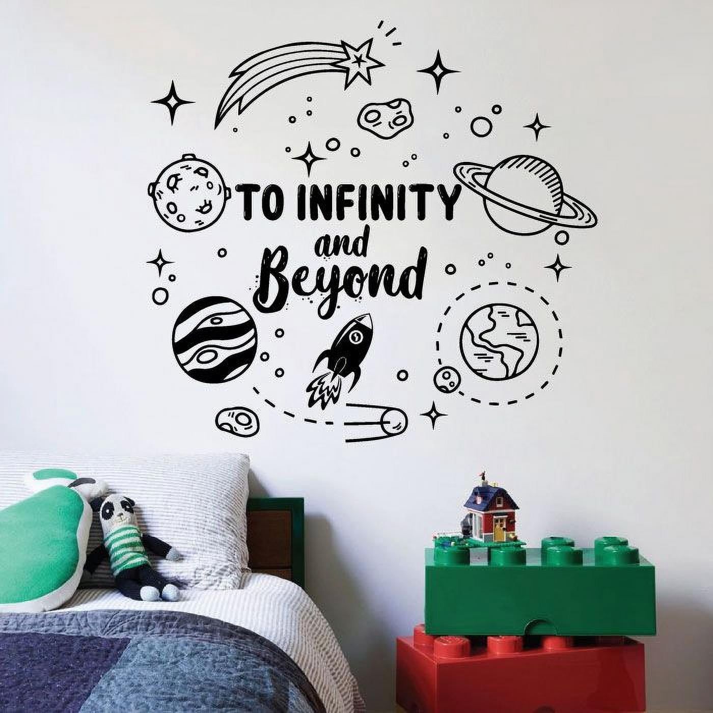 1400x1400 To Infinity And Beyond Buzz Lightyear Toy Story Movie Character Disney Quote Planets Wall Decal For Kids Room Nursery Room Bedroom Wall Sticker Decoration Boys Girls Room Wall Design Size (10x10 inch)