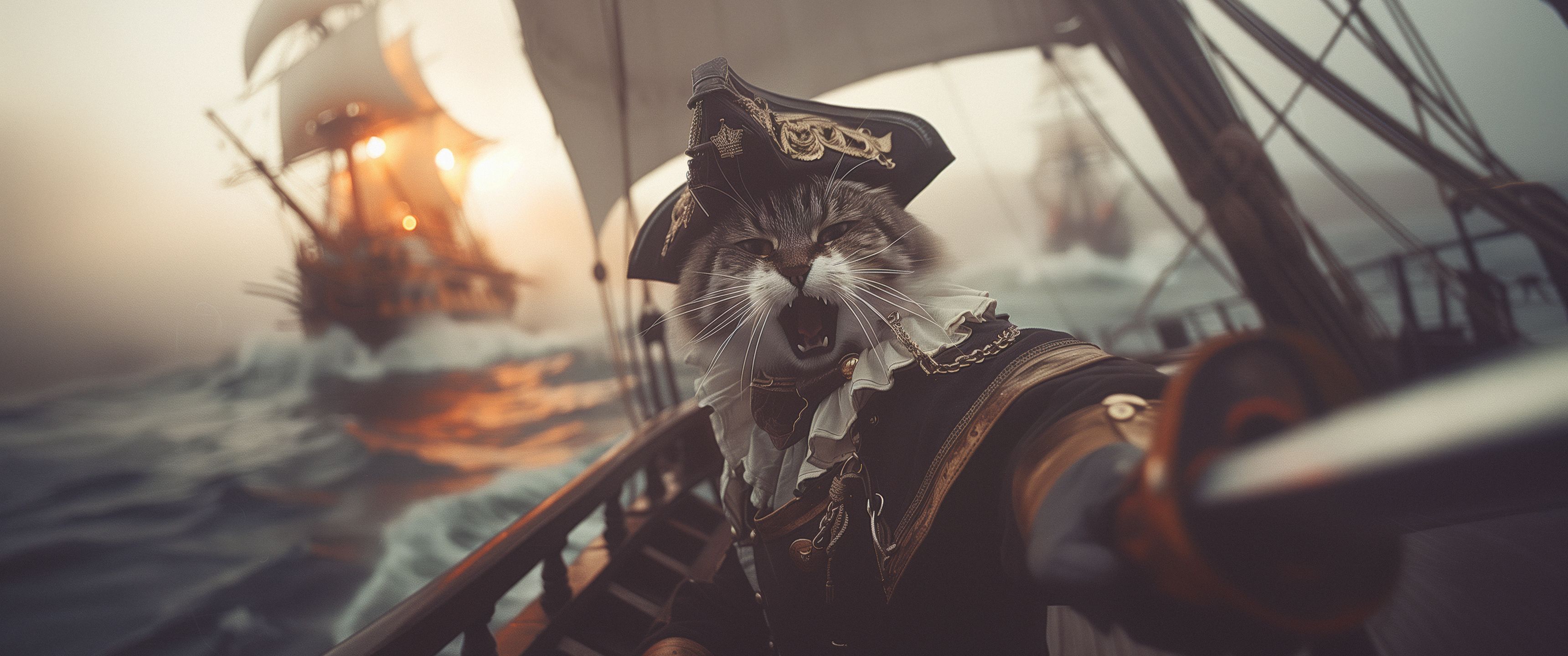 3440x1440 Naval Cats