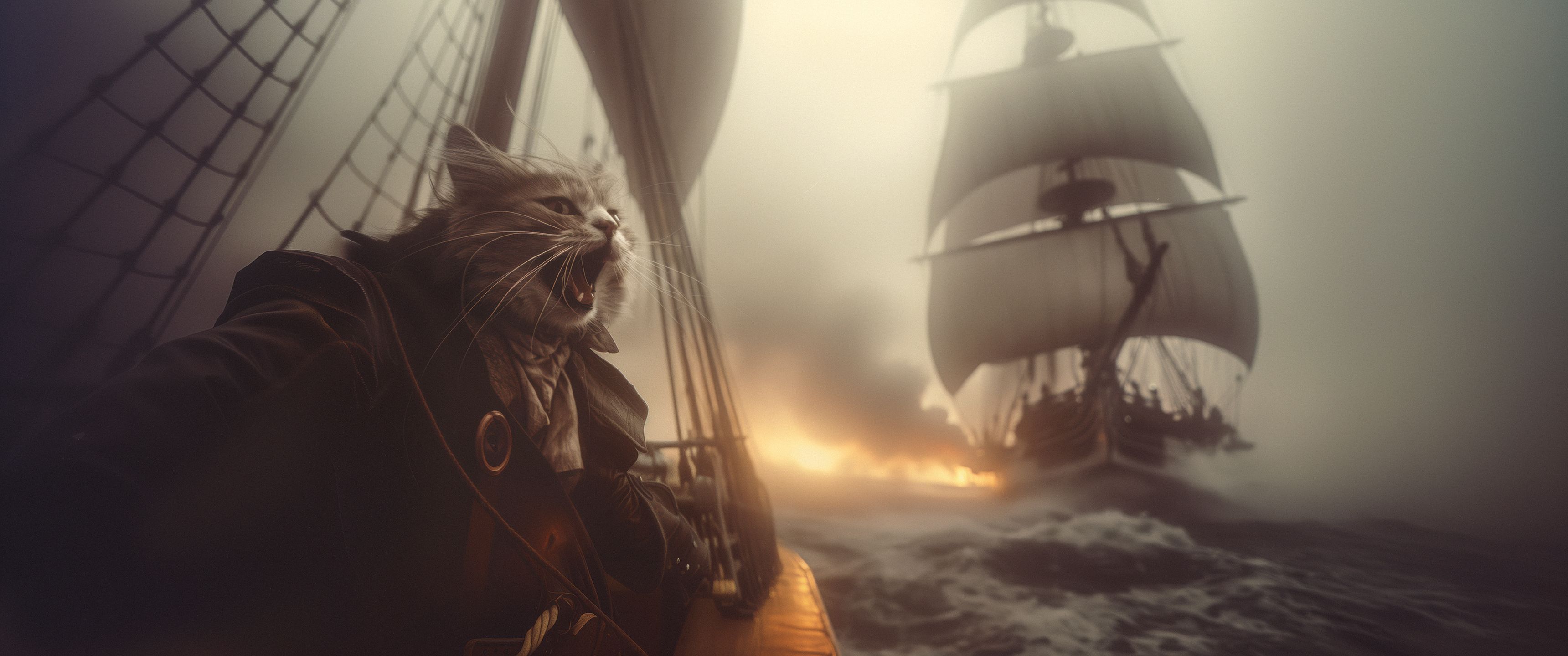 3440x1440 Naval Cats
