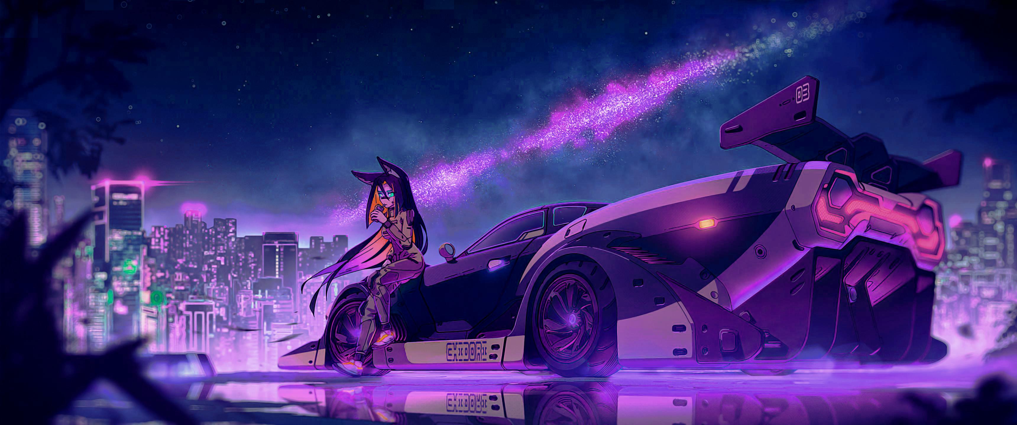 3440x1440 Speedy Cat Girl