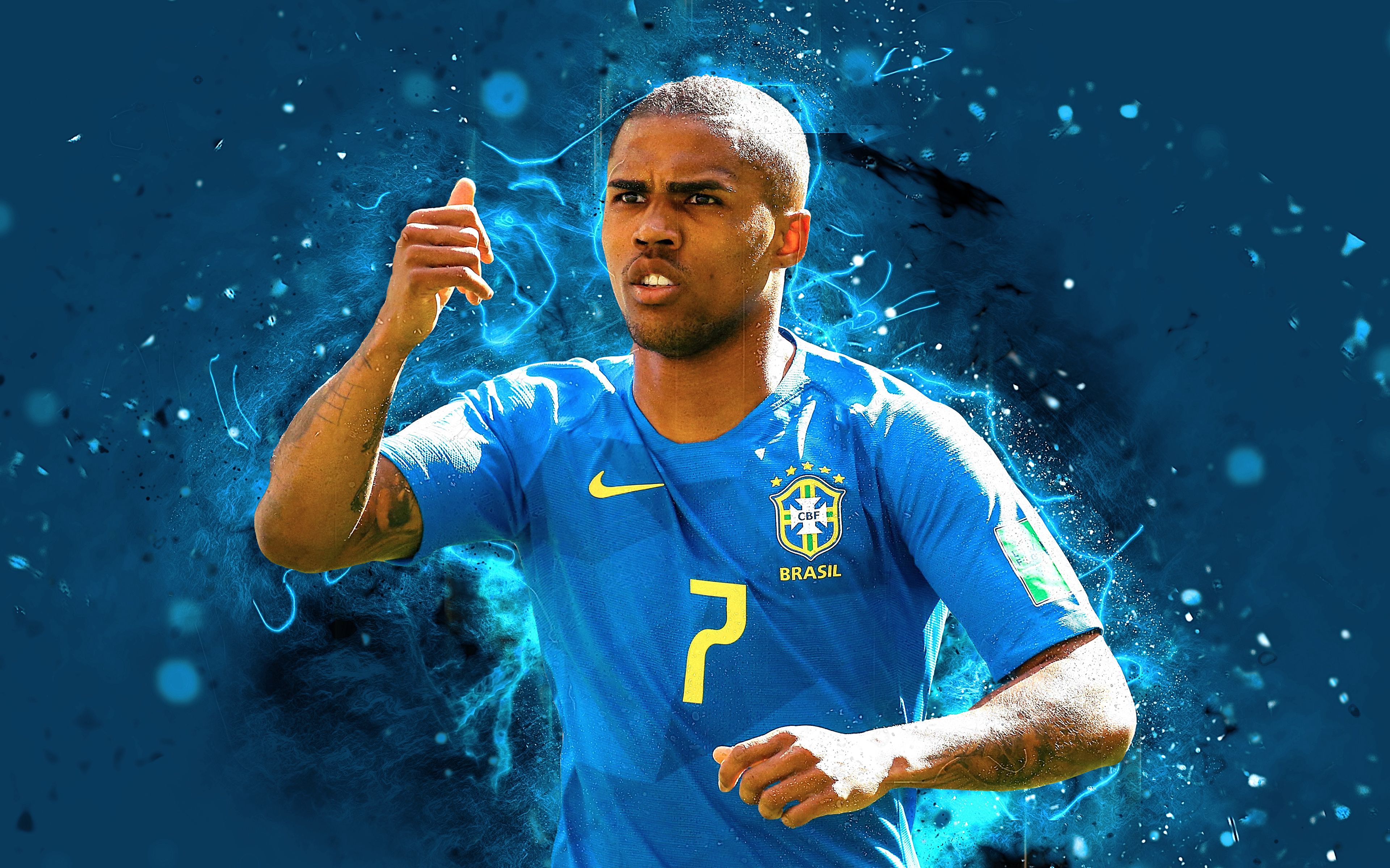 3840x2400 Desktop wallpaper: Sports, Douglas Costa, Brazil National Football Team, Soccer 4K free download for PC. 455123