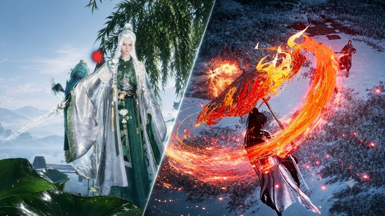 1280x720 Where Winds Meet. New 2 Core Outfit & Umbrella Martial Arts Skin