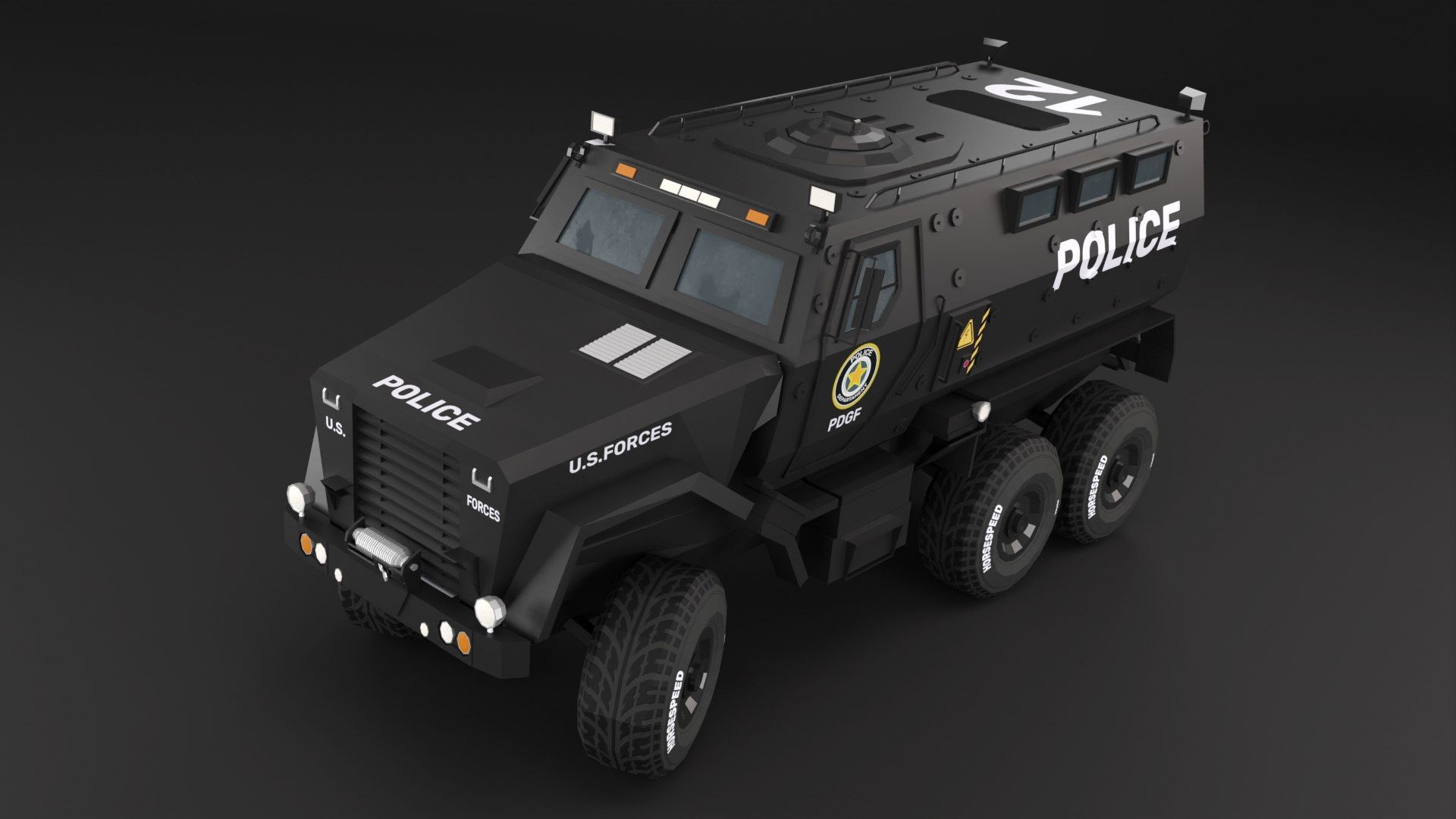 1920x1080 SWAT Truck Low Poly 3D Model