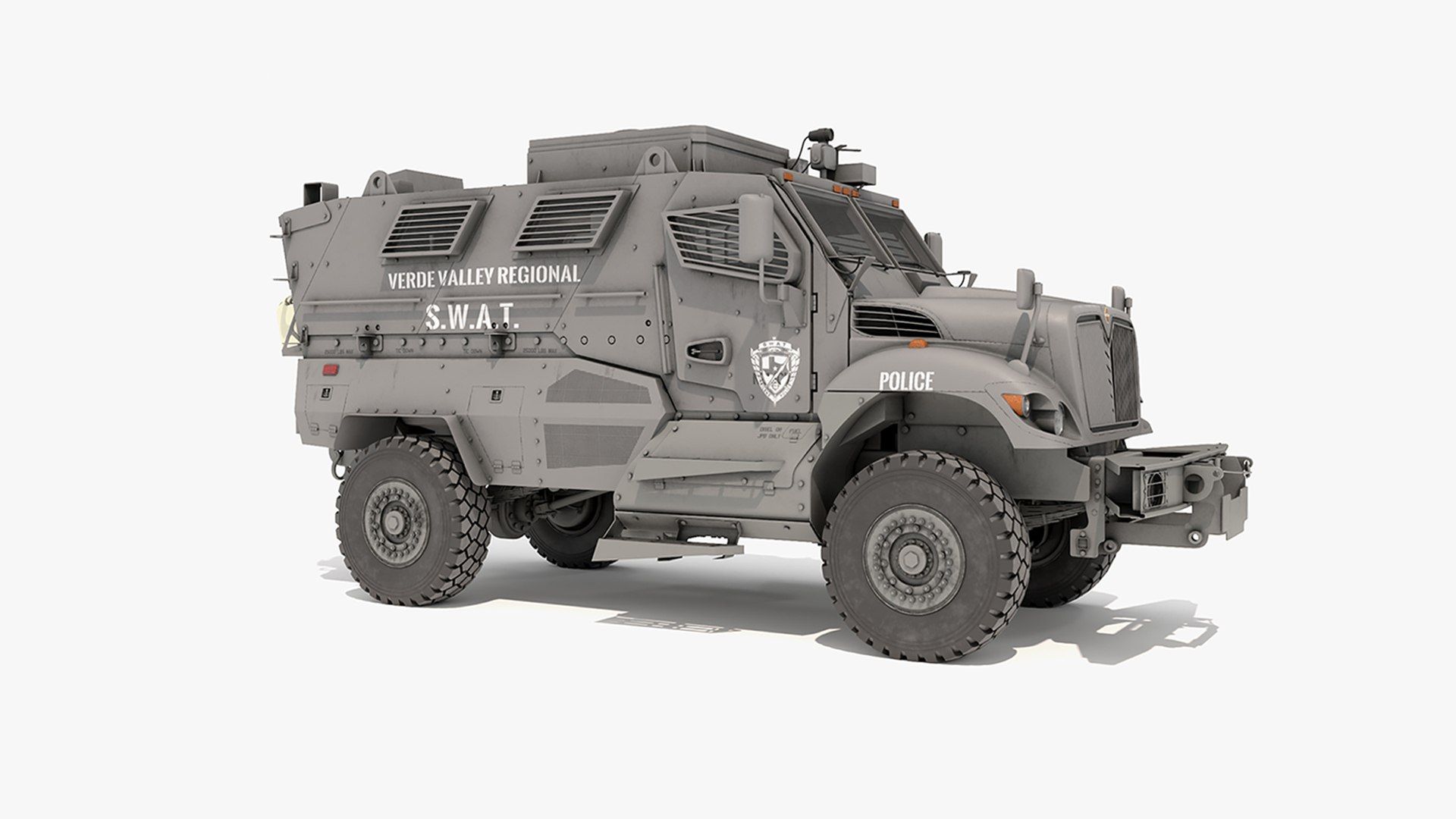 1920x1080 3D Police SWAT Armored Vehicle Grey Rigged For Cinema 4D Model