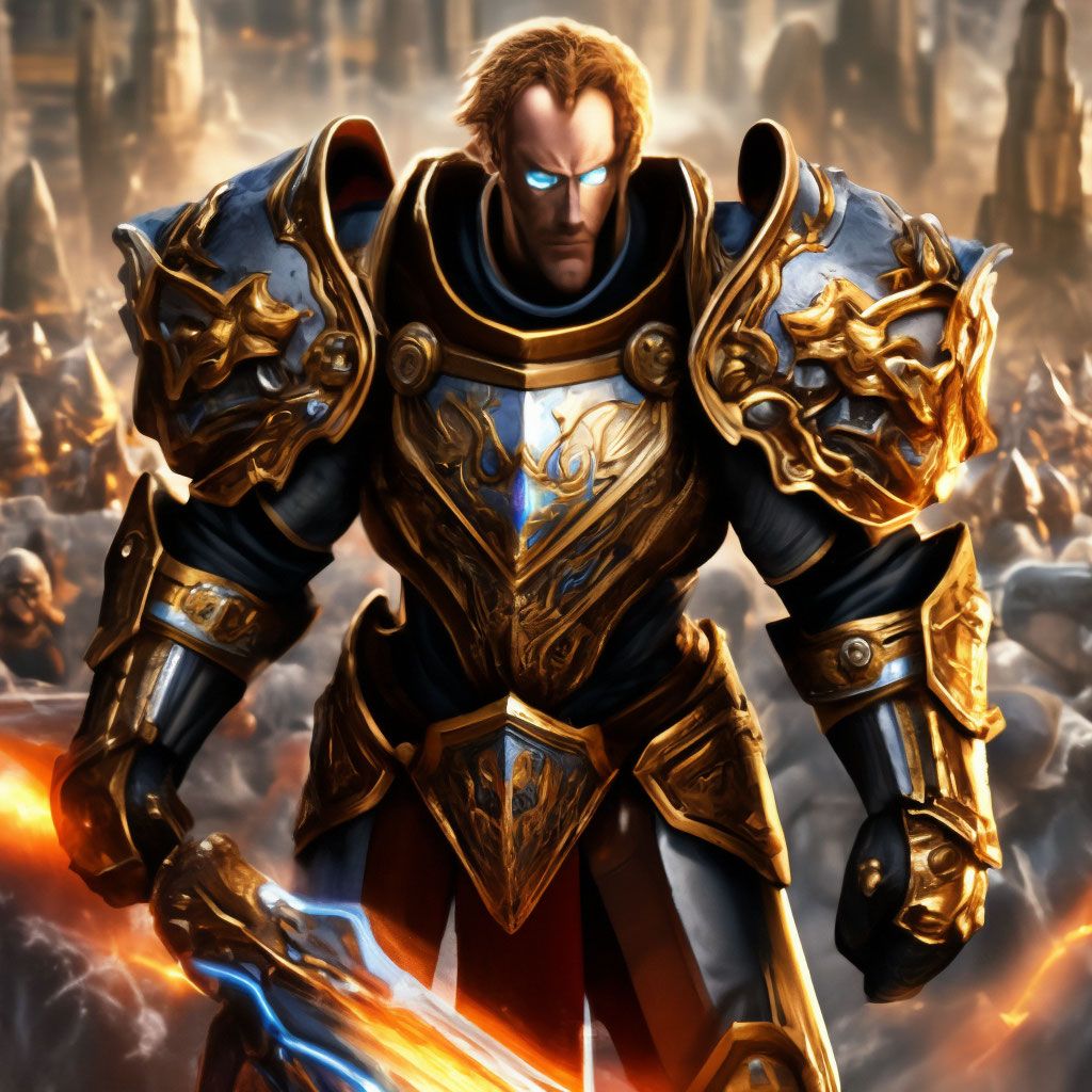 1024x1024 Uther The Light Bearing Paladin, Full Length. Bird 's View. In The Background, The Battle Of Paladins