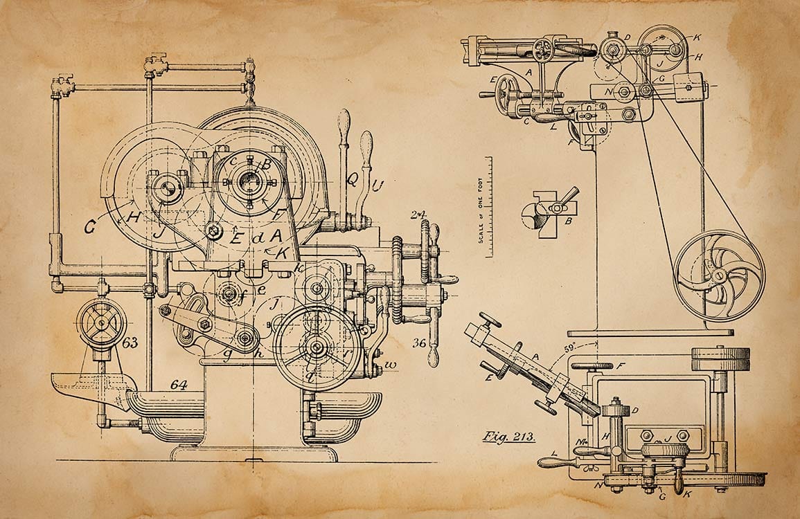 1155x750 Vintage Mechanical Parts Wallpaper Mural