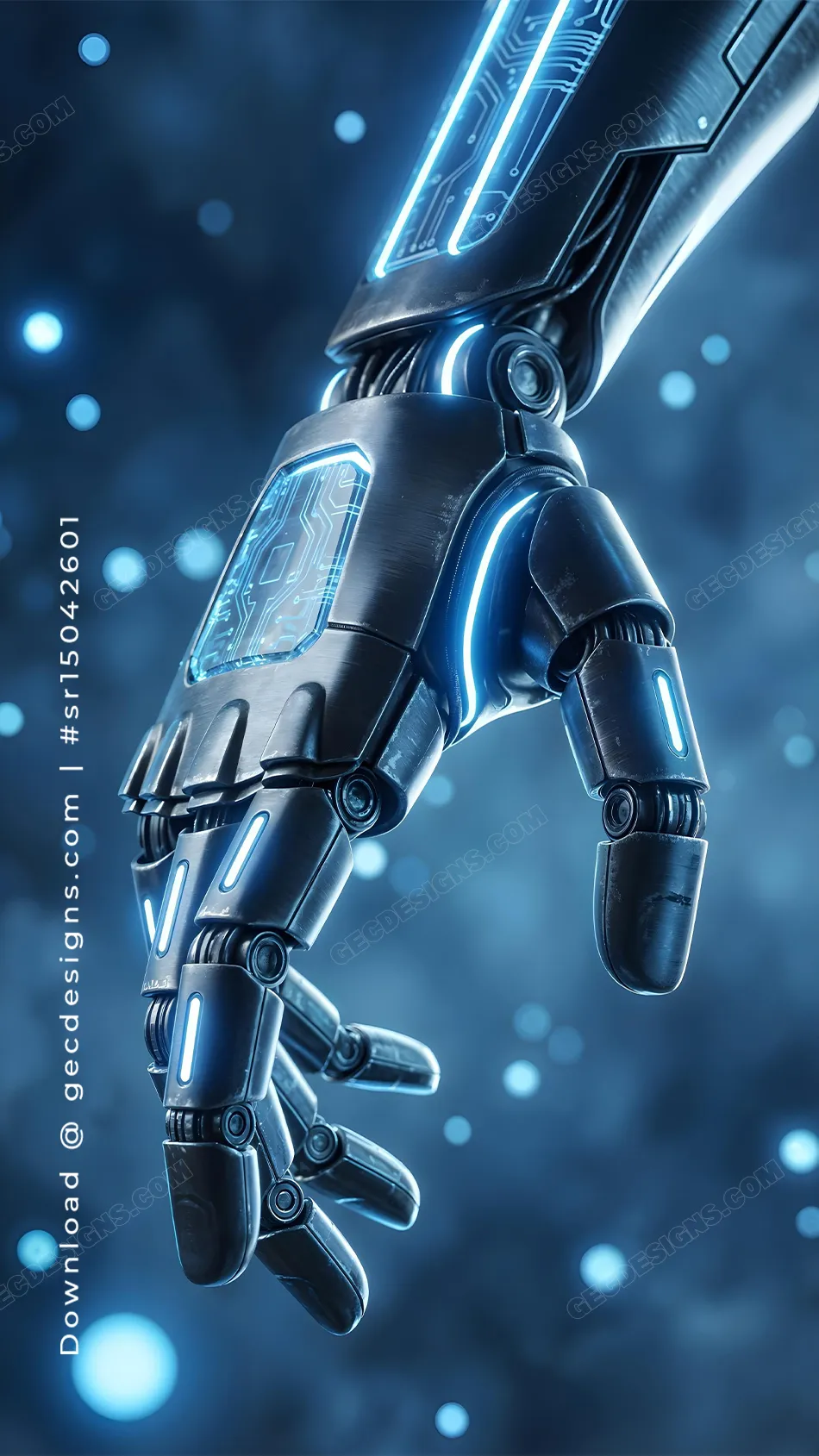 950x1689 Futuristic Robot Hand iPhone Wallpaper with Neon Tech Design and AI Developer Aesthetic Background: Free & Premium Creative Assets