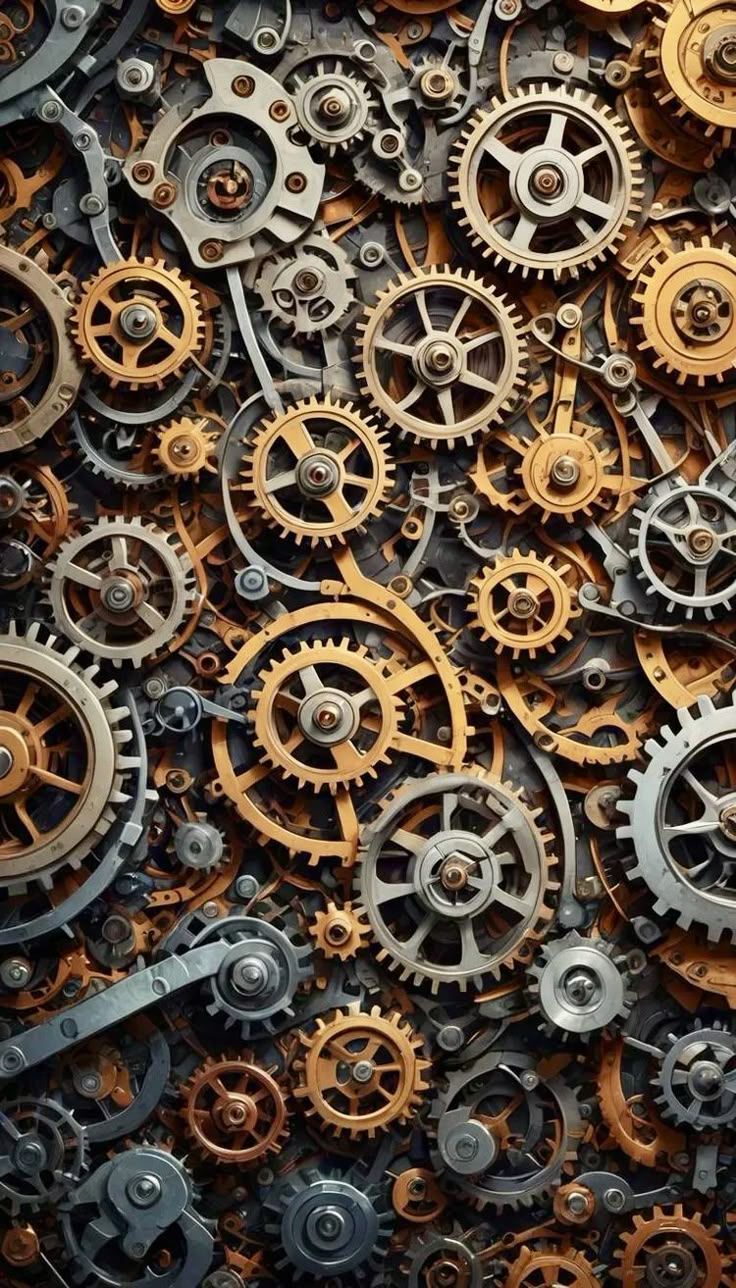 736x1288 Industrial Gears and Wheels Wallpaper. Diy steampunk decor ideas, Rustic industrial design, Steampunk gears and