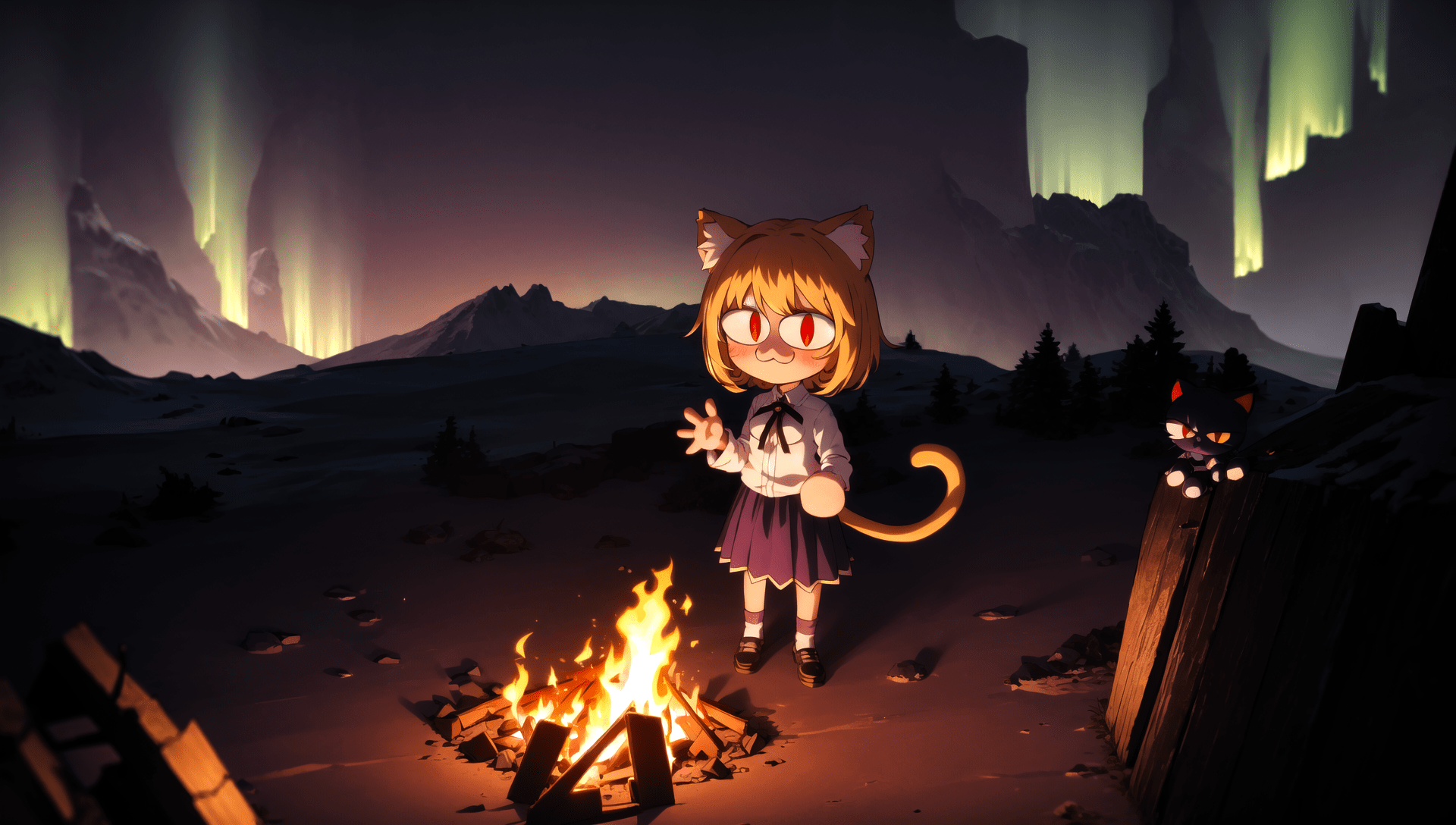 1920x1088 Neco Arc's Nighttime Campfire (AI Generated)