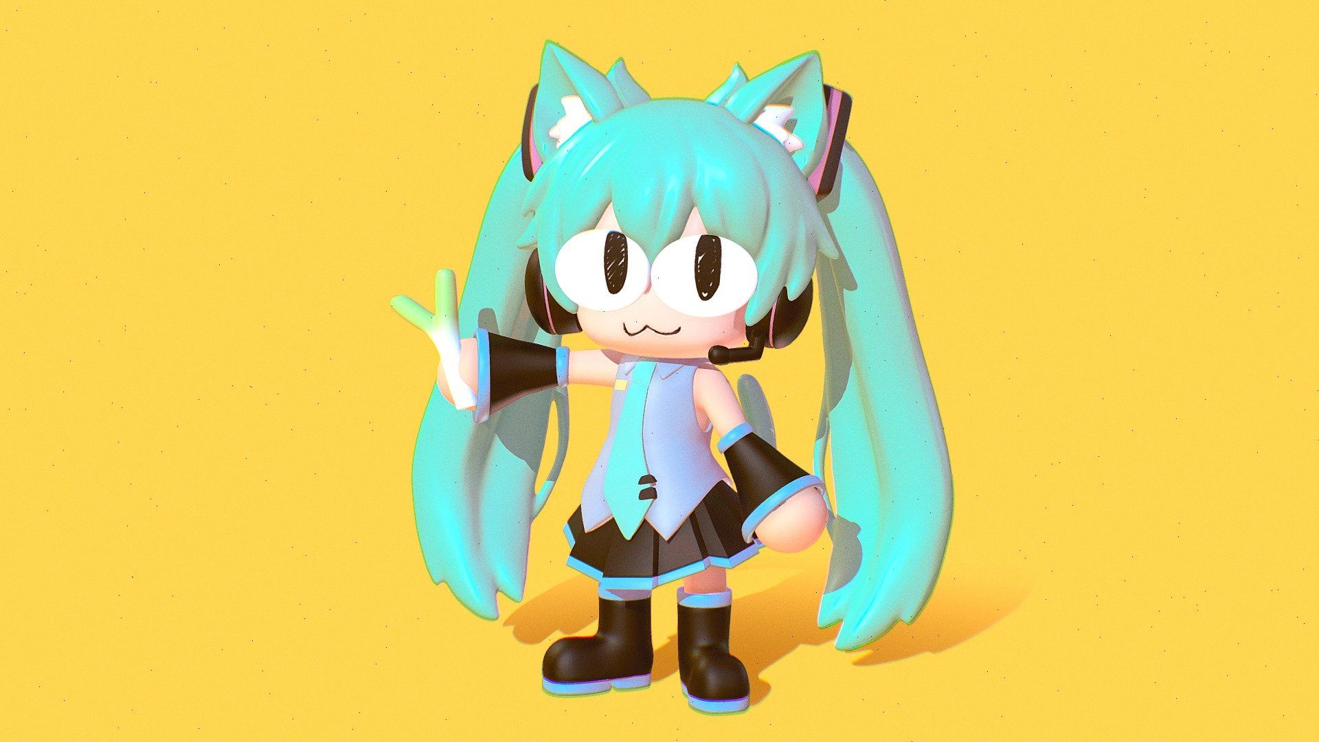 1920x1080 Miku Arc Figure model by chacken [cdc38e2]