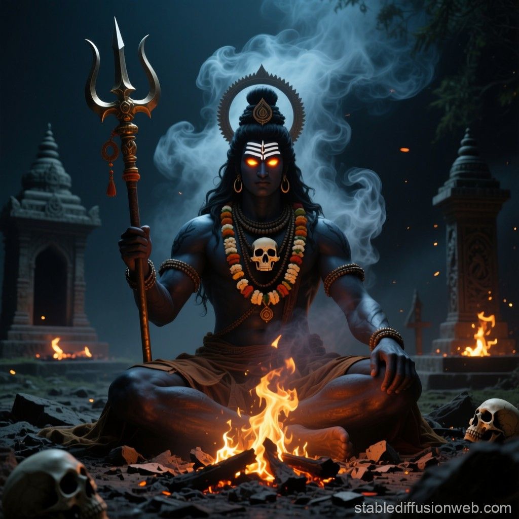 1024x1024 Aghora Shiva in Cremation Ground. Stable Diffusion Online