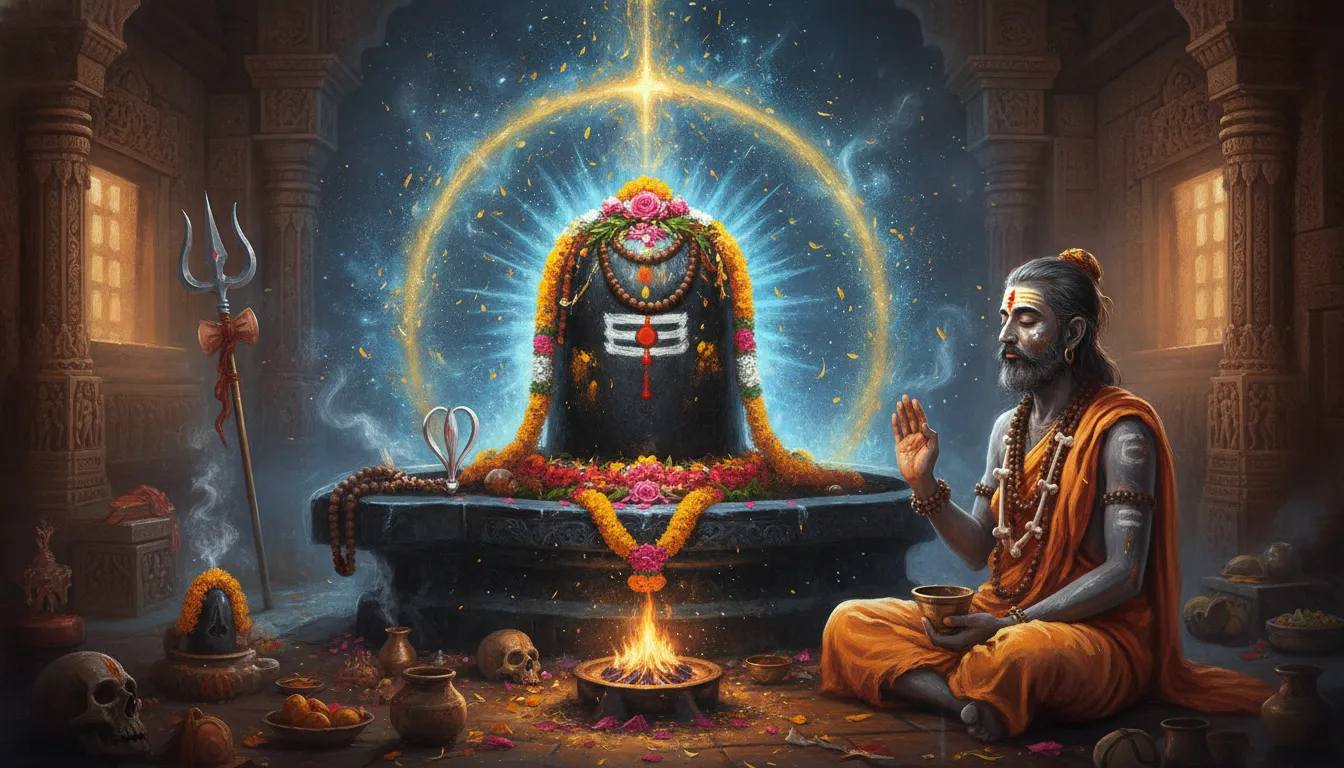 1344x768 Exclusive Mahakaleshwar Aghori Pooja Shivling Image & Divine Meanings