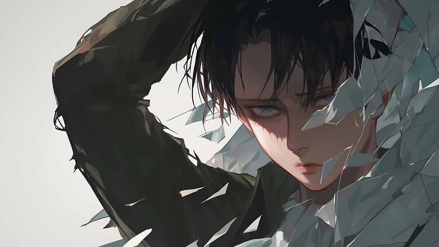 1536x864 Levi Ackerman Shattered Reality 4K Desktop Wallpaper Download