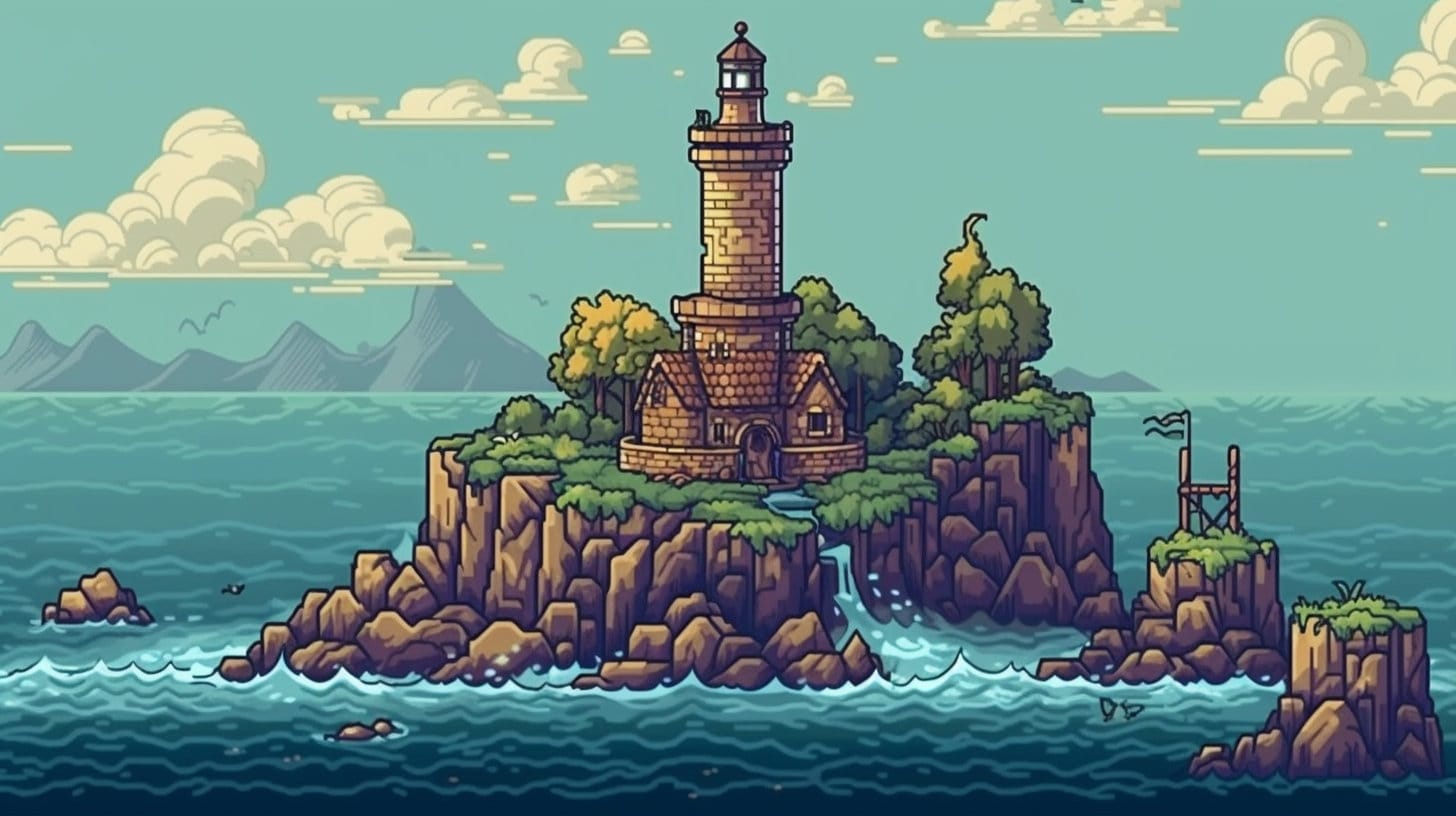 1456x816 Pixel Art Wizard Tower Background: RPG Desktop Art (PNG Digital Download)