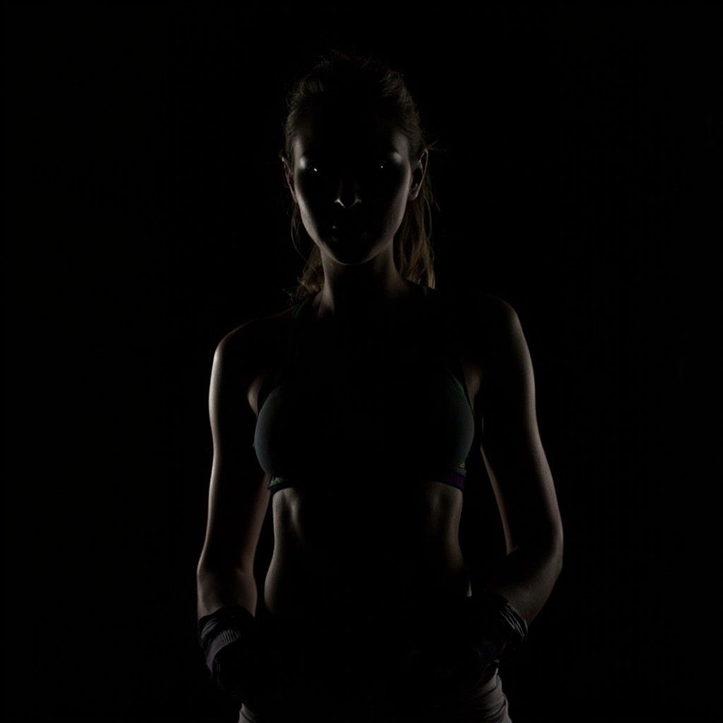 1024x1024 Fitness Girl on Black Background