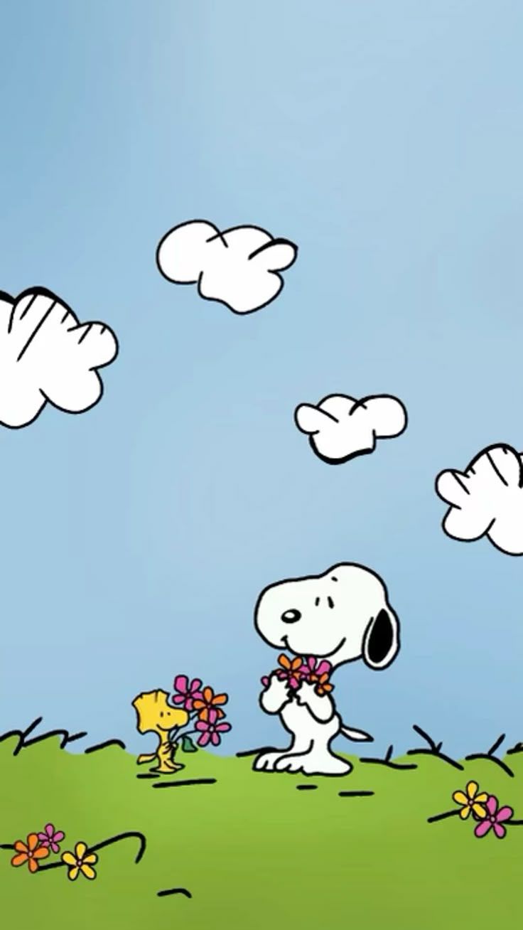 736x1308 Snoopy Spring Wallpaper