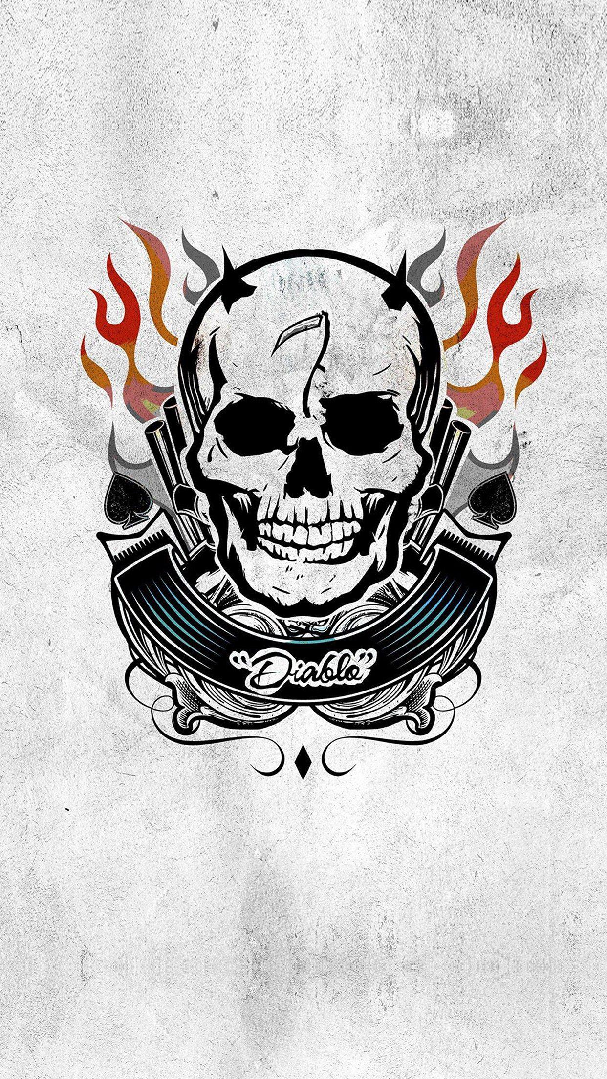 1242x2208 iPhone X wallpaper. diablo suicide squad poster logo art illustration