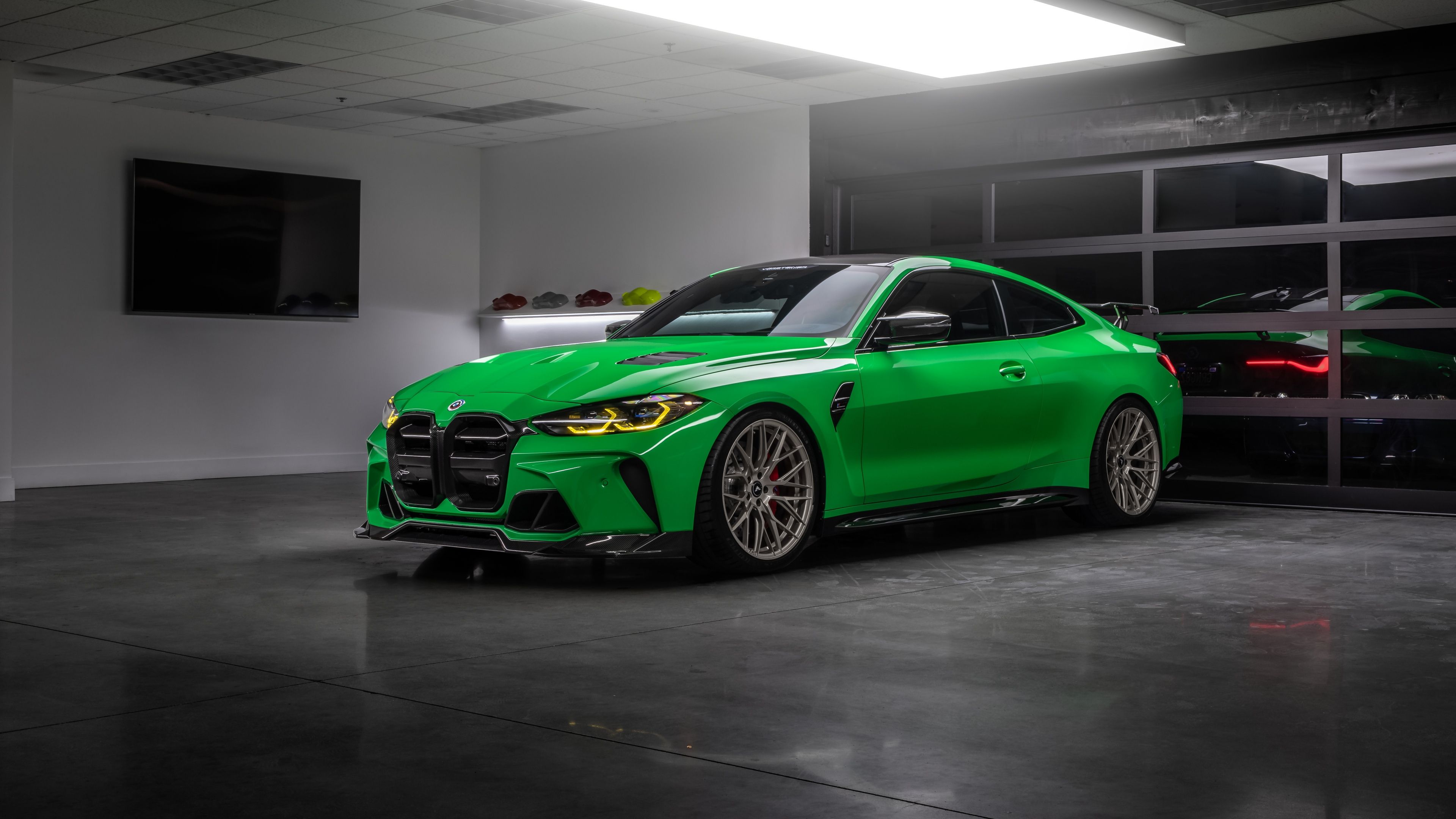 3840x2160 BMW M4 Wallpaper 4K, Green car, Vorsteiner