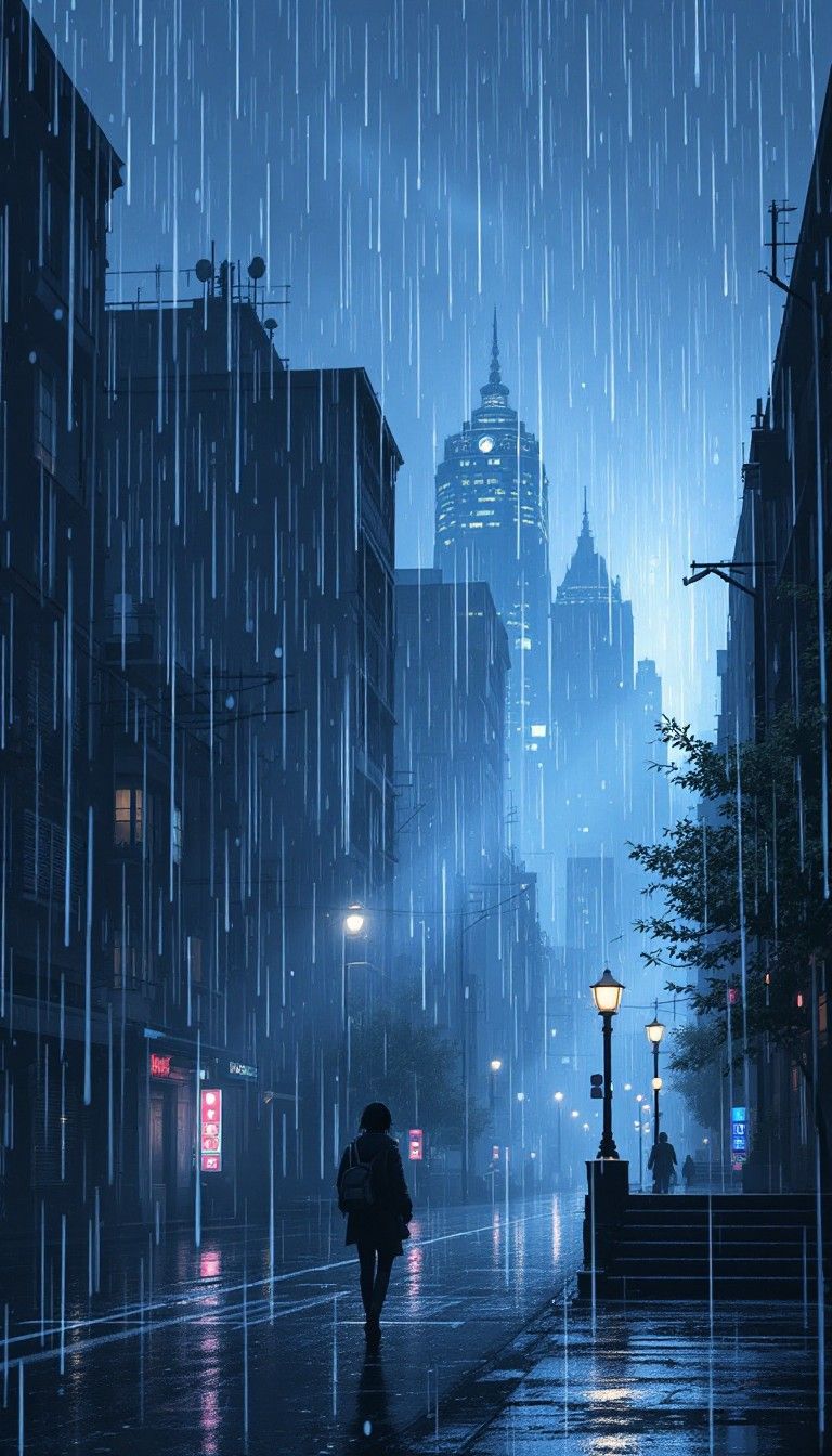 768x1344 Download Rainy Night City Image, Cityscape, Noir