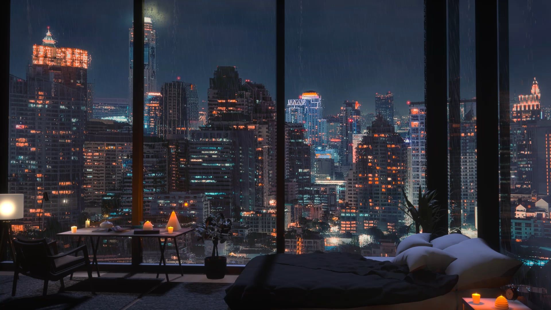 1920x1080 A rainy city night