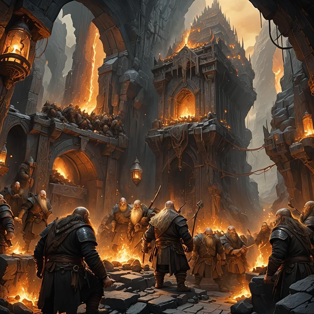 1024x1024 Dwarves Working in Niðavellir: Fantasy Concept Art