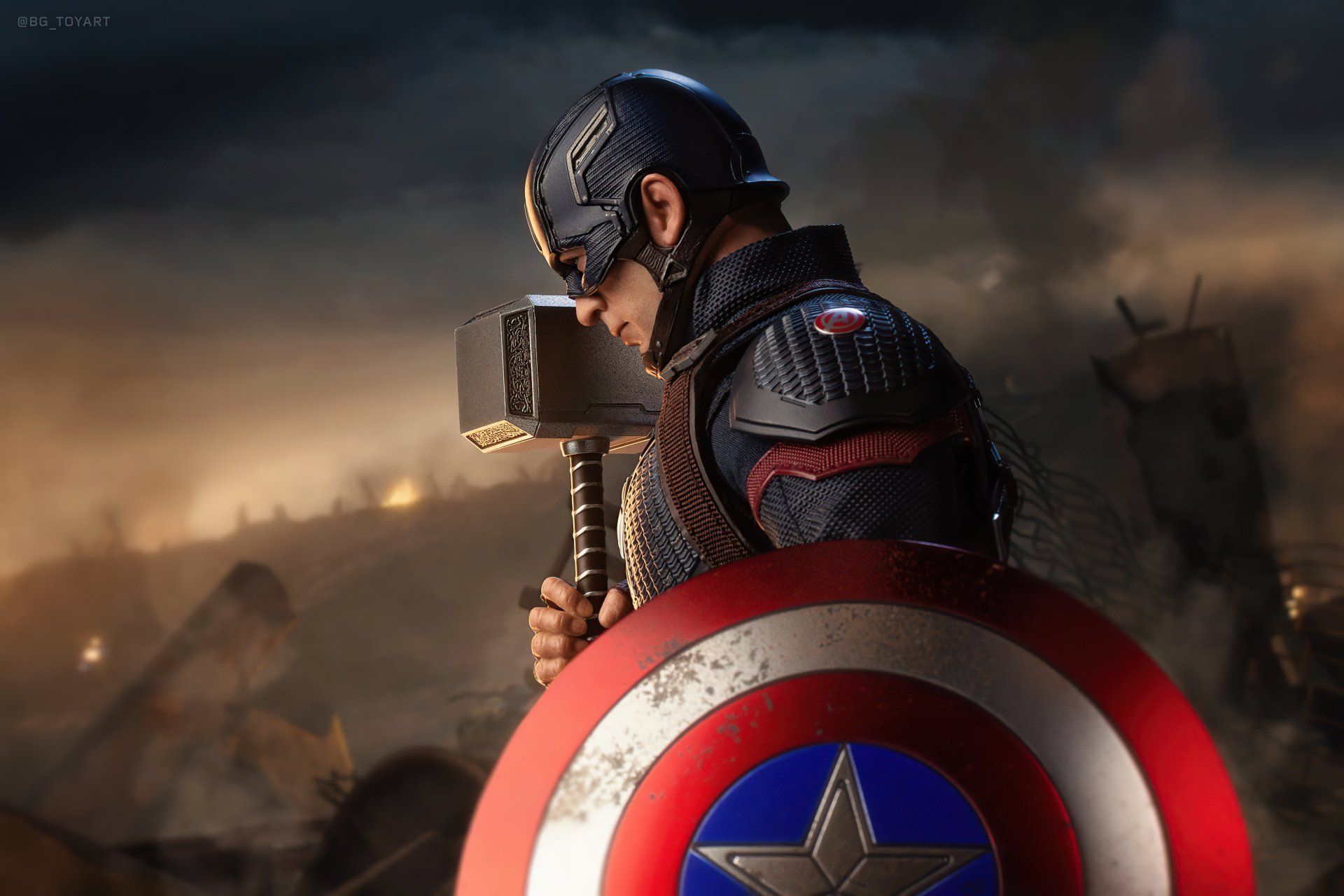 1920x1280 Download Chris Evans Mjölnir Hammer Shield Captain America Steve Rogers Movie Avengers EndGame 4k Ultra HD Wallpaper