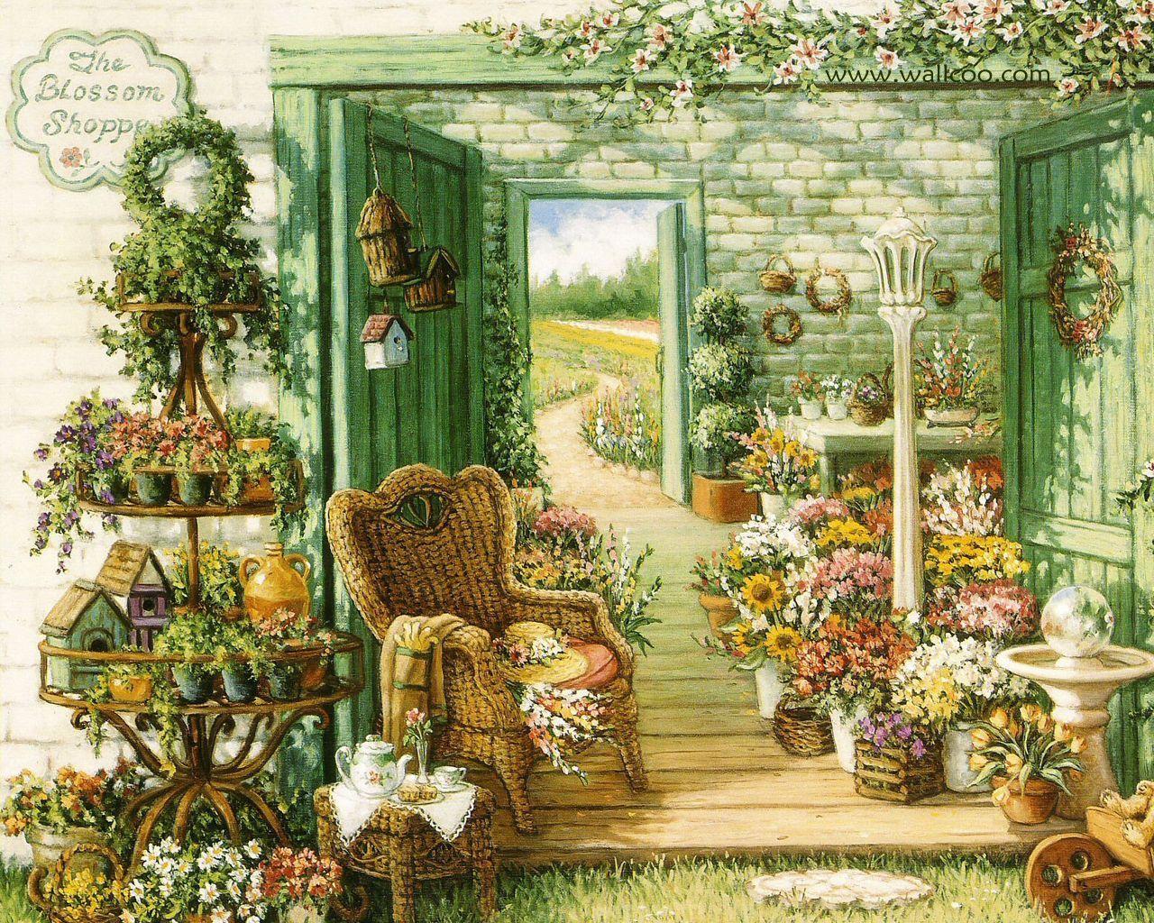 1280x1024 Gardens and Florals Art Paintings Realistic Paintings by Janet Kruskamp 1280x1024 NO.2 Desktop Wallpaper