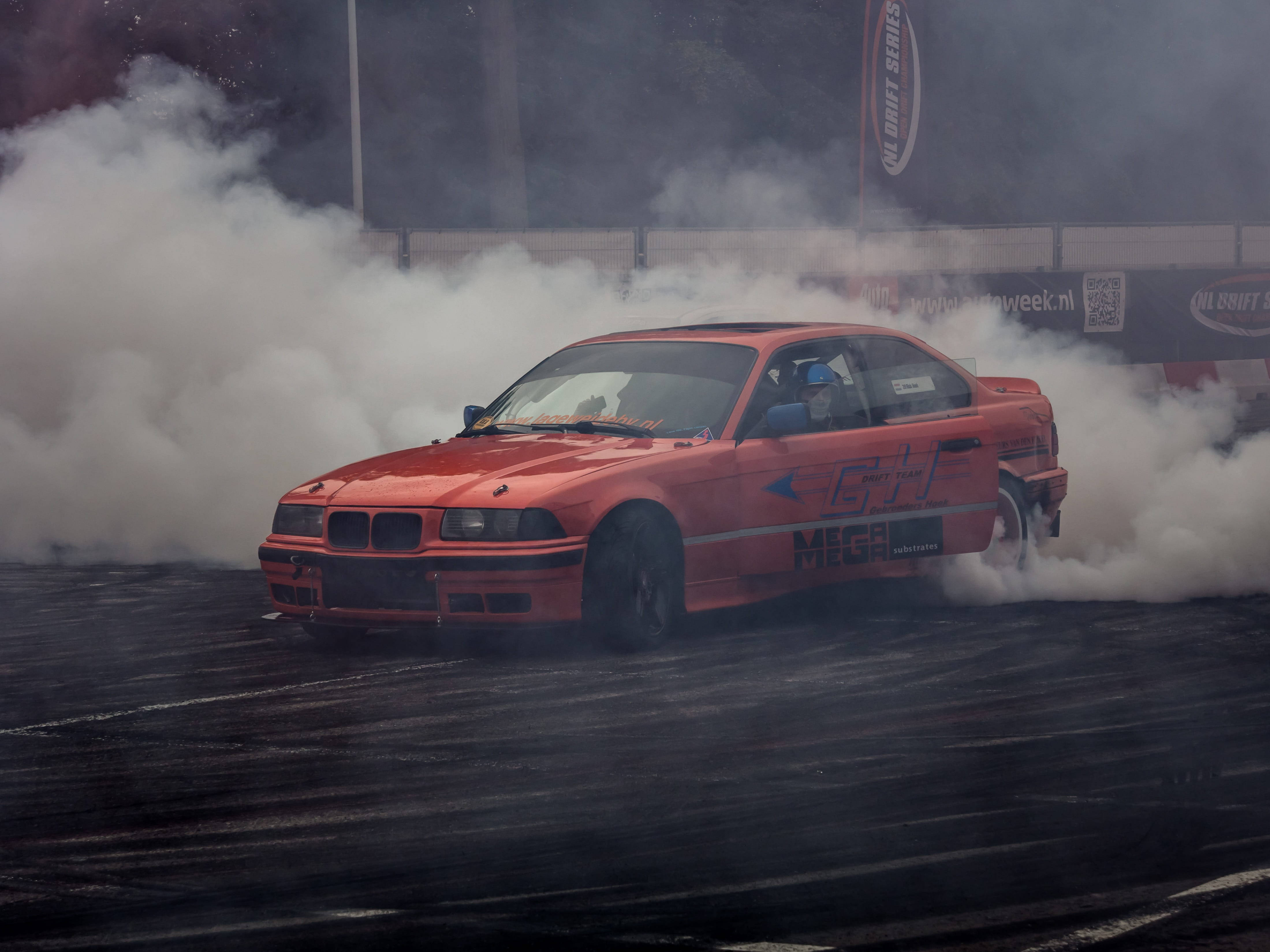 4399x3299 Download Orange BMW E36 Drift Cars Wallpaper