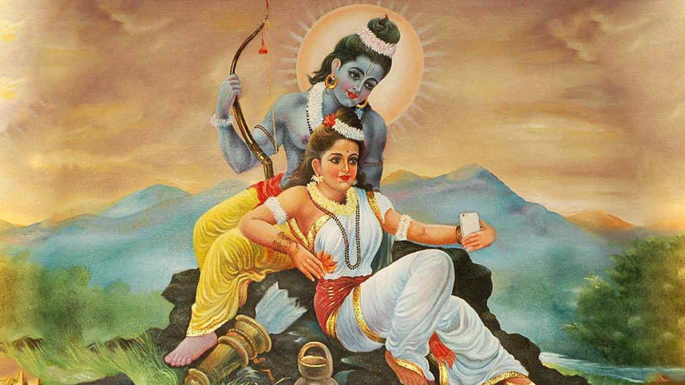 1366x768 Download Modern Lord Rama Art Wallpaper