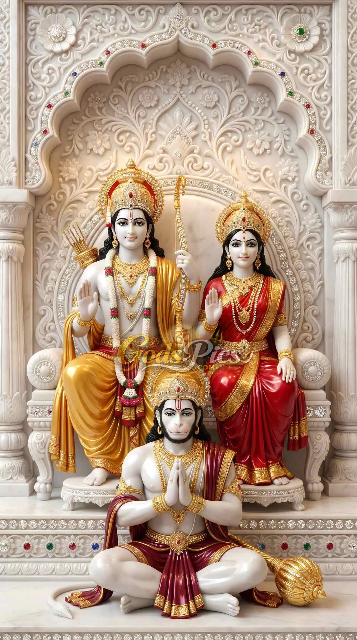1140x2043 Lord Rama Sita HD Marble Theme Wallpaper (2 Image)