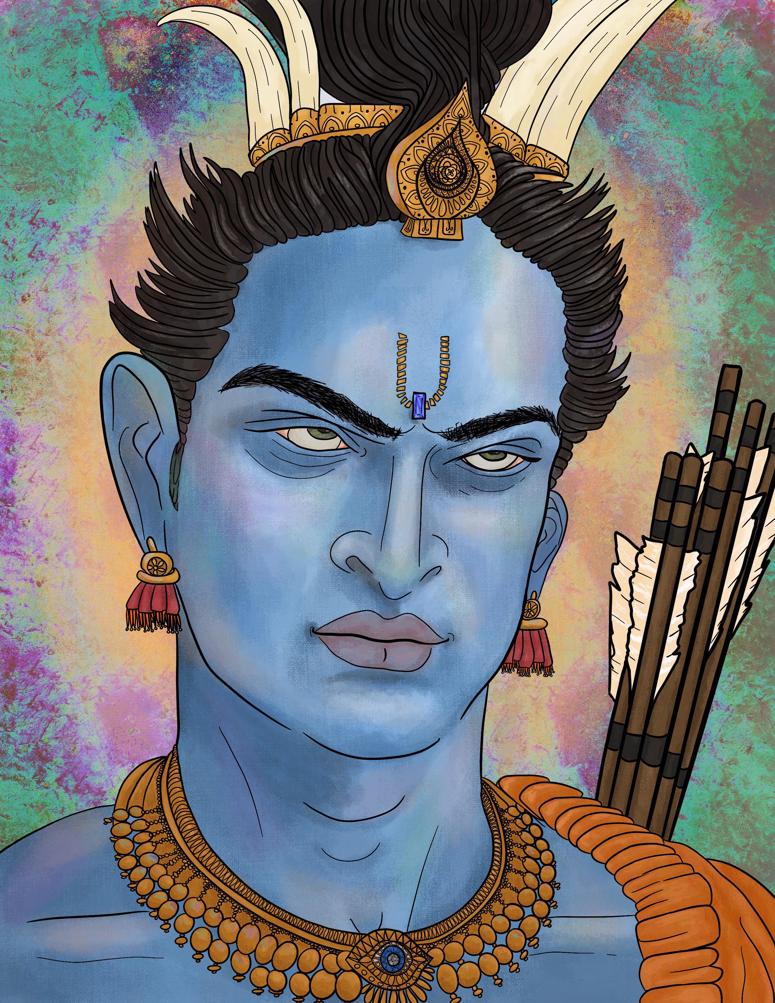 2550x3300 Lord Rama Portrait I did for Rama Navami
