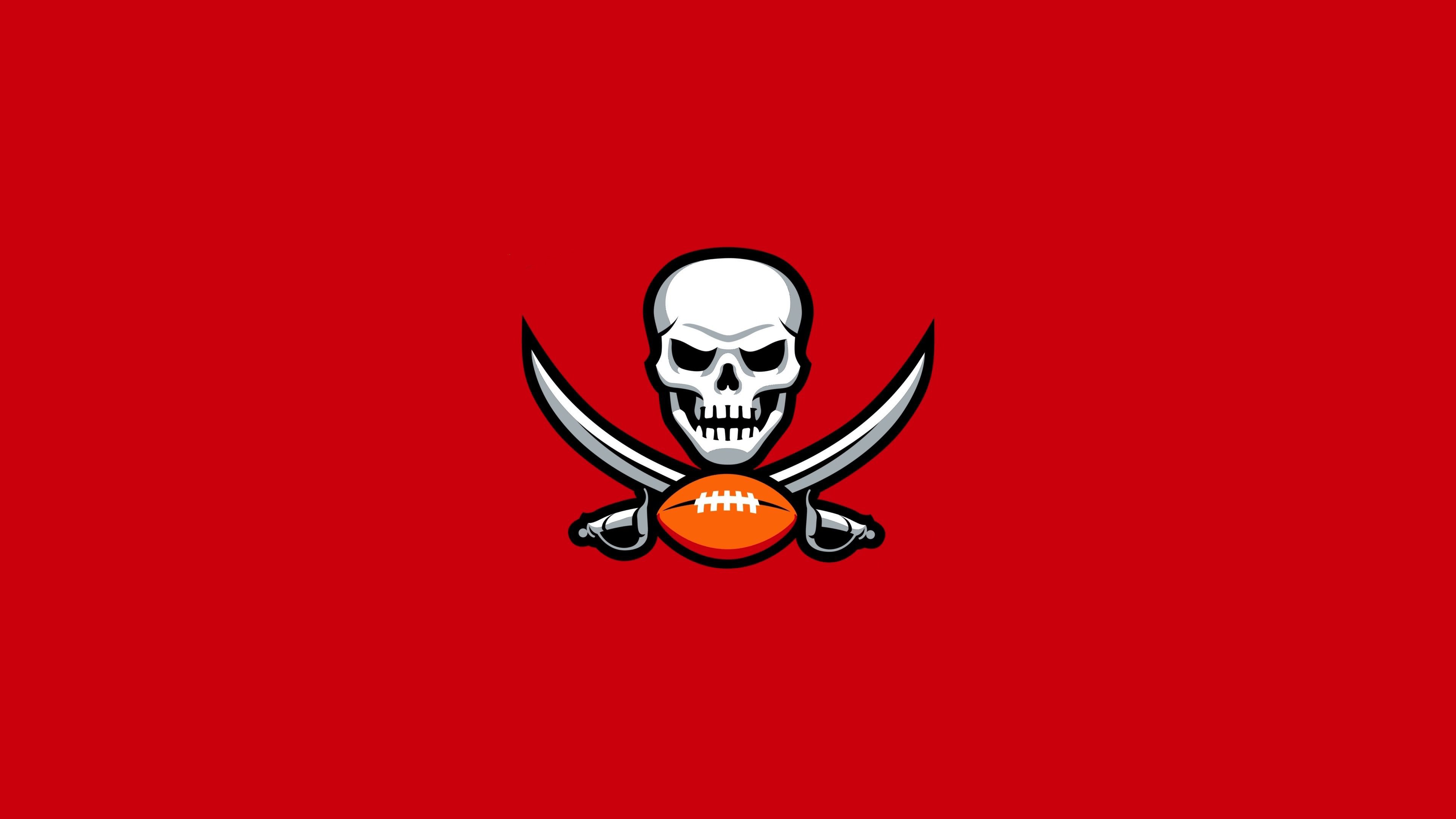 3840x2160 Tampa Bay Buccaneers Wallpaper 4K, Minimal logo, Red background