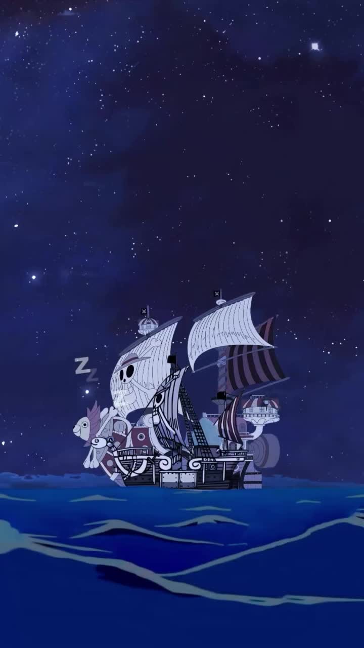 720x1280 Thousand Sunny Ship Moonlit Night One Piece Live Wallpaper
