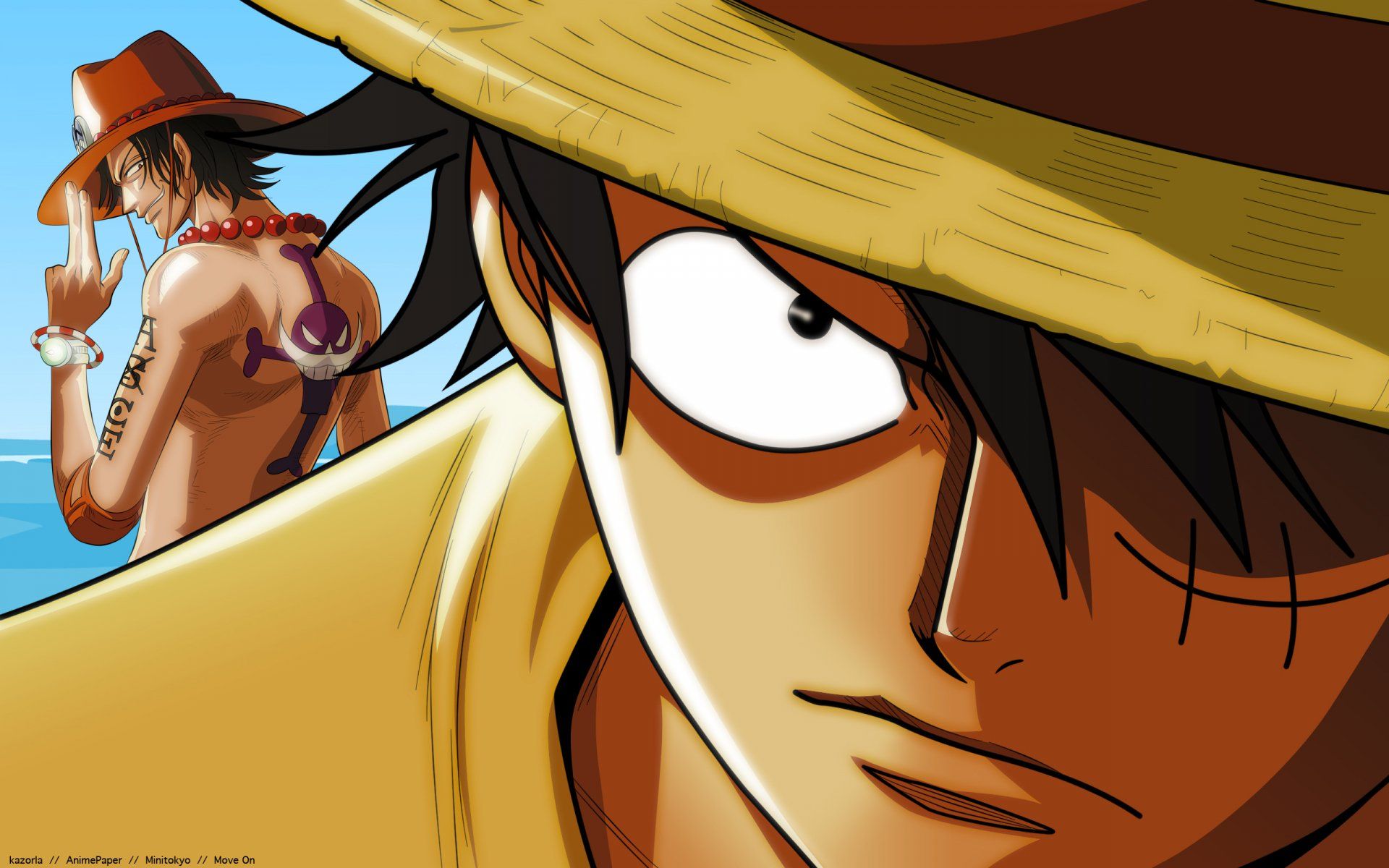 1920x1200 Epic One Piece HD Wallpaper: Luffy & Ace Unitex1600