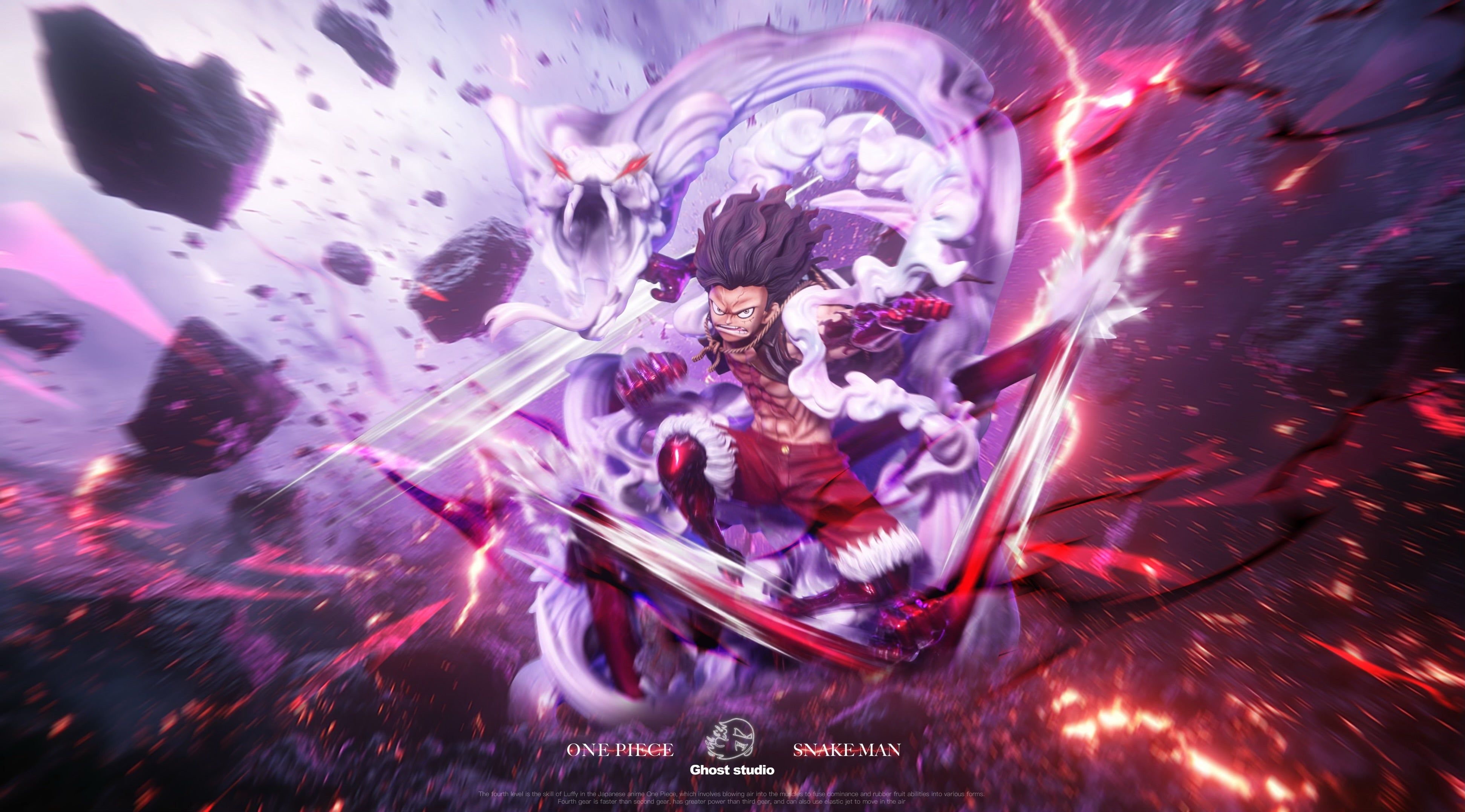 3887x2155 One Piece Ghost Studio Gear 4 Snake Man Luffy