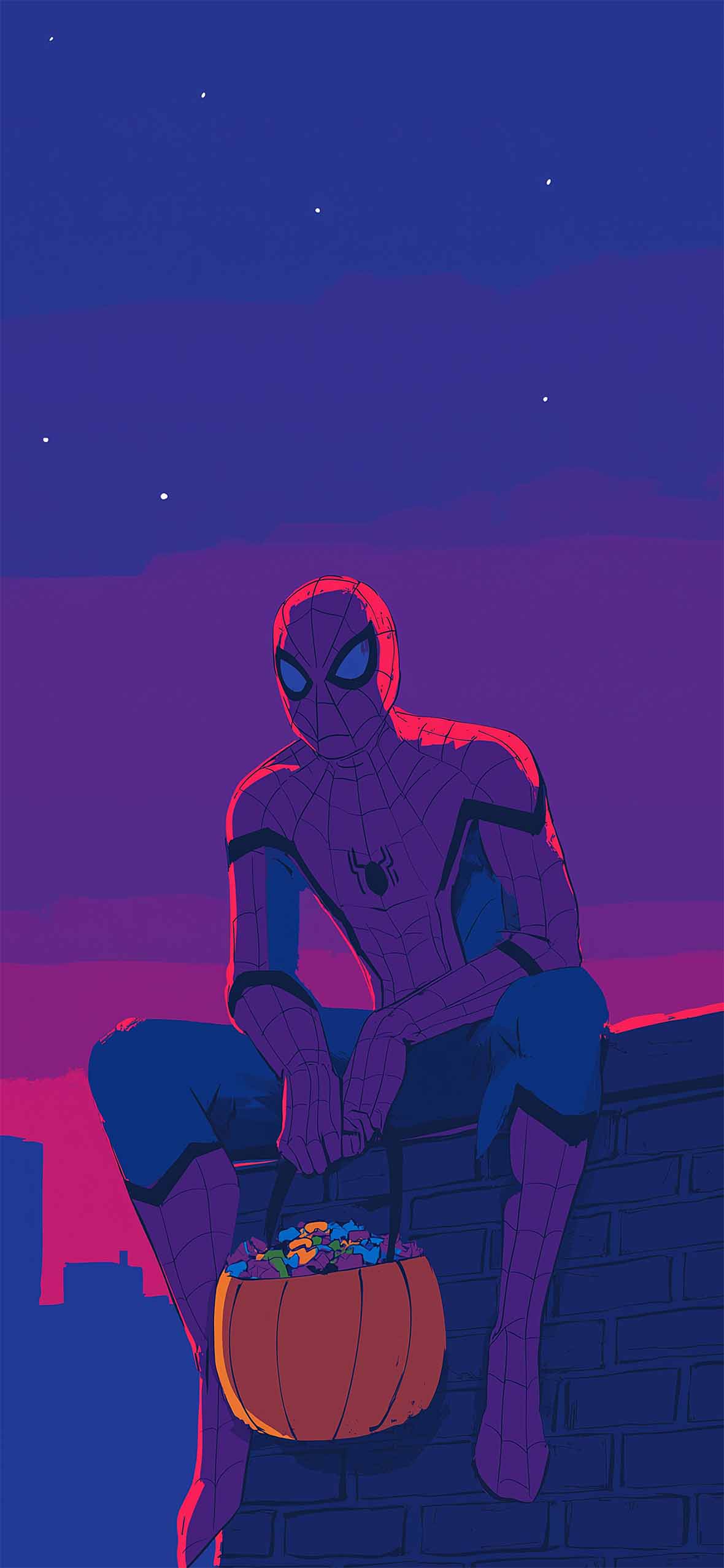 1180x2554 Spider Man Pumpkin Candy Halloween Wallpaper