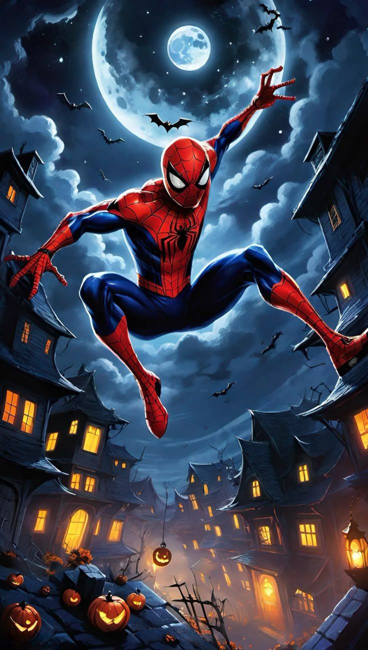 736x1300 Spiderman on Halloween