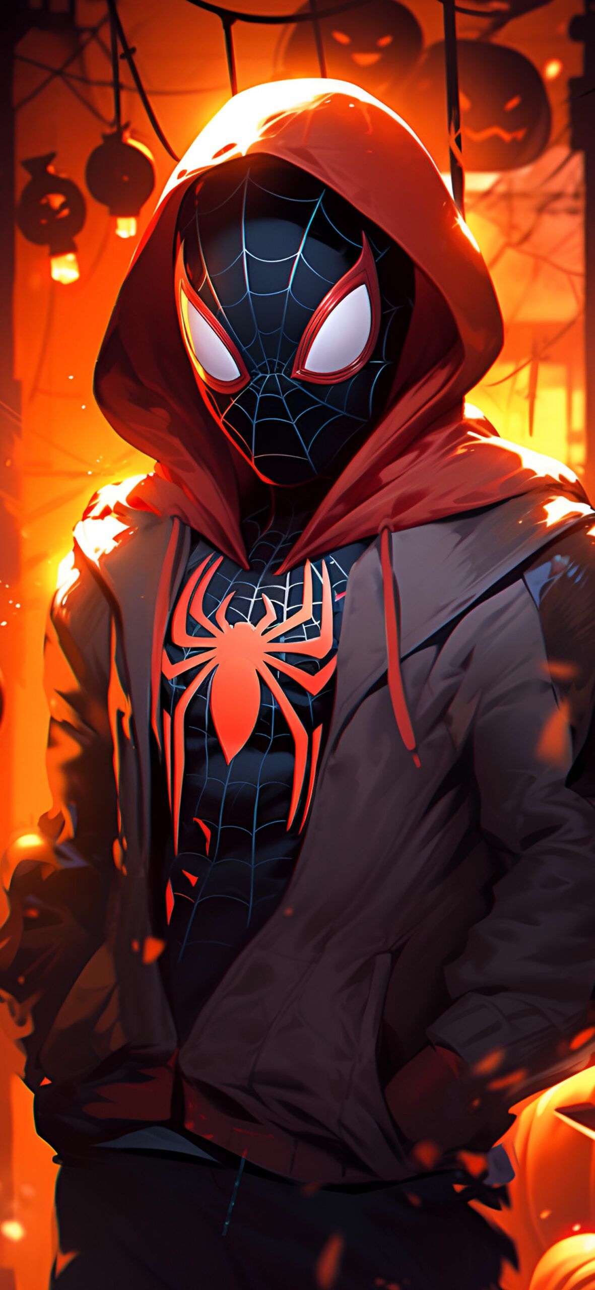 1181x2560 Miles & Pumpkins Halloween Wallpaper Man Wallpaper