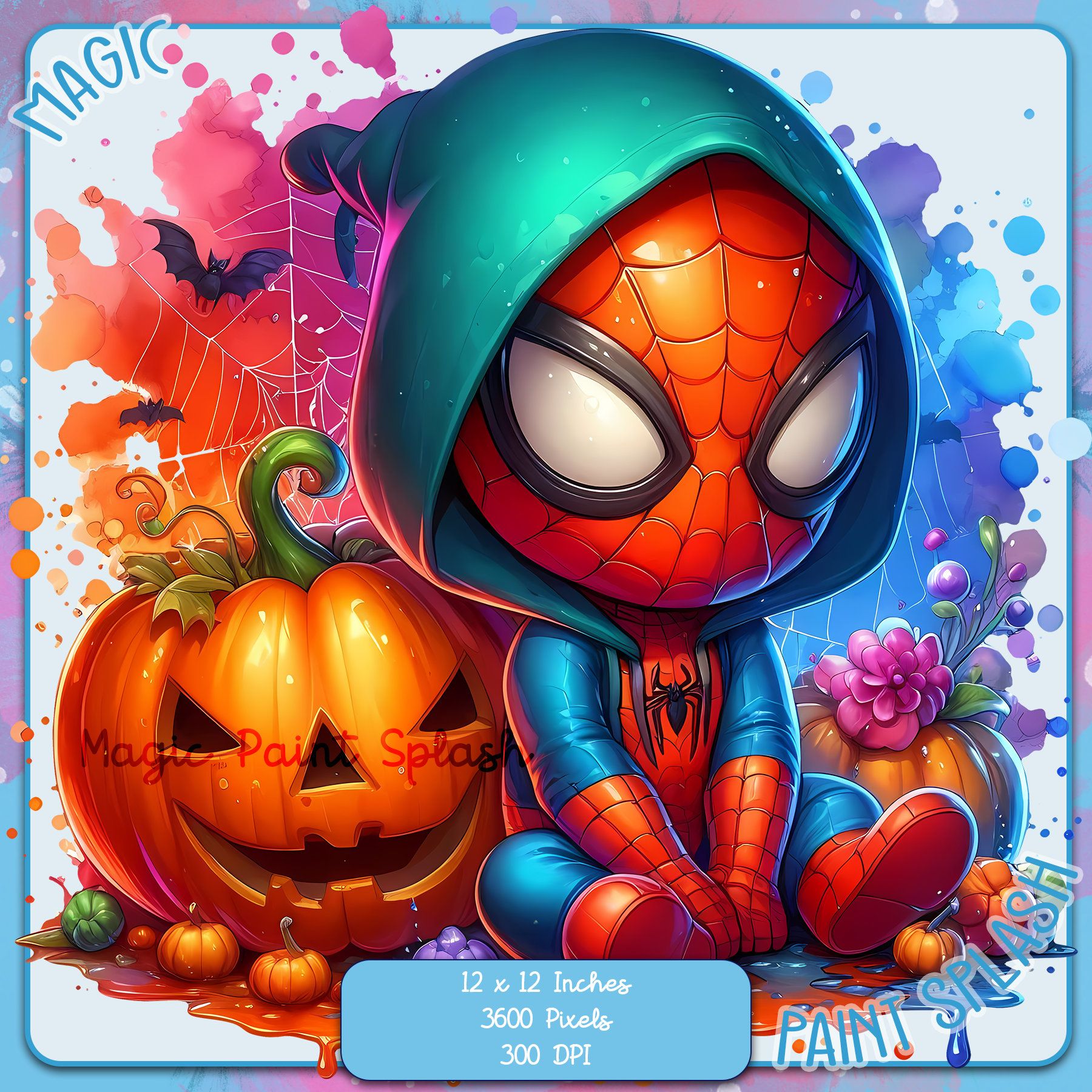 1800x1800 Spiderman Halloween PNG, Watercolor Clipart Image (digital Download) Hong Kong