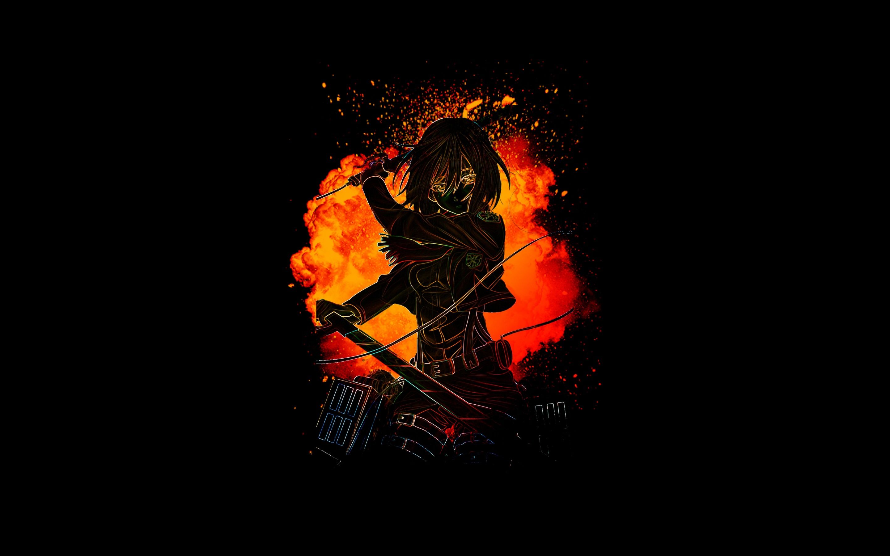2880x1800 Mikasa Ackerman Attack on Titan AMOLED 5K Wallpaper