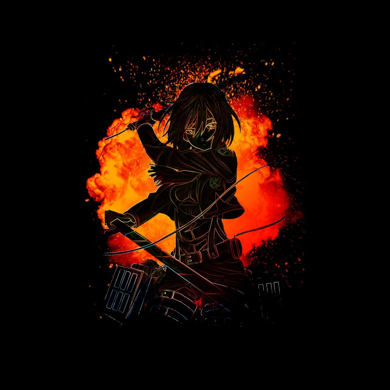 1280x1280 Mikasa Ackerman Attack on Titan AMOLED 5K Wallpaper