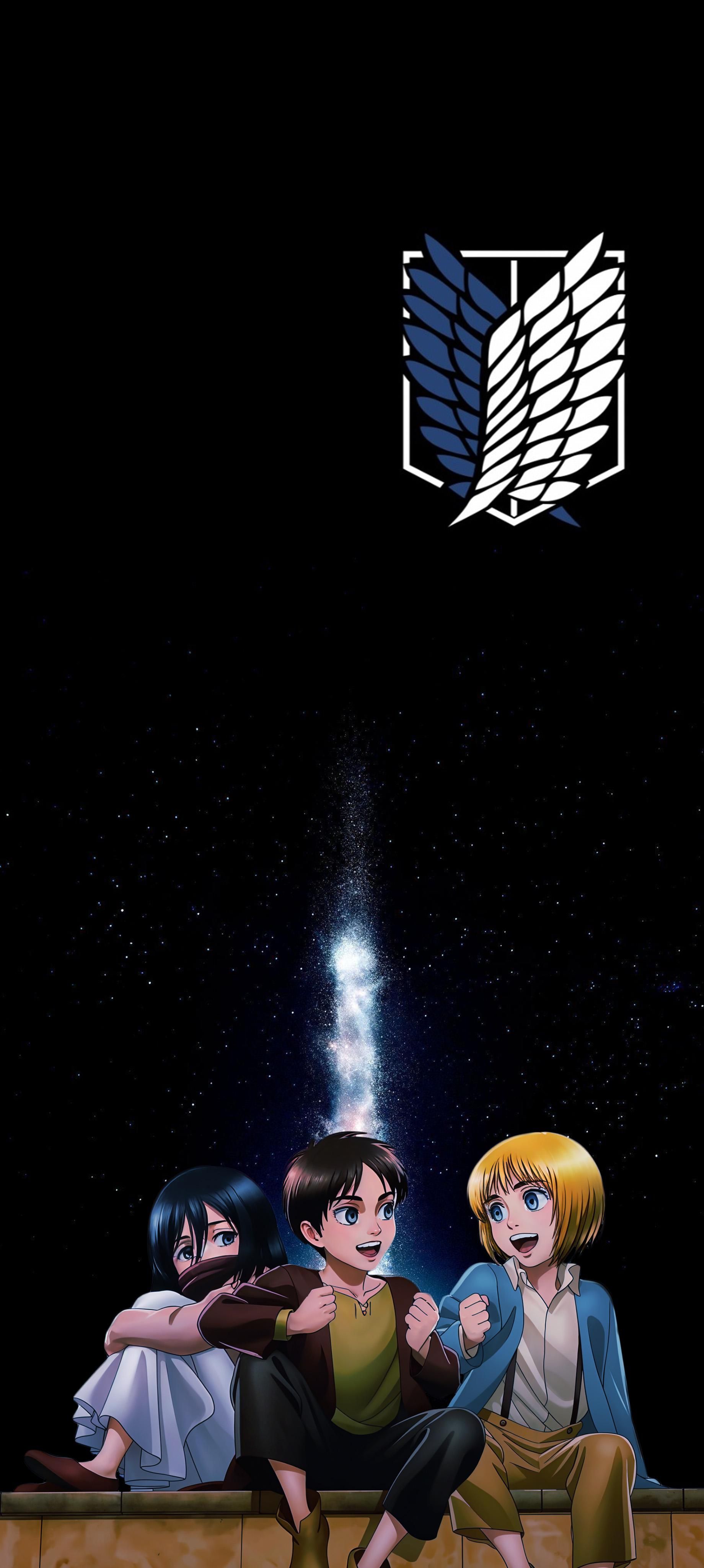 1840x4096 Eren, Mikasa & Armin from 'Attack on Titan' Anime Series (1840x4096)