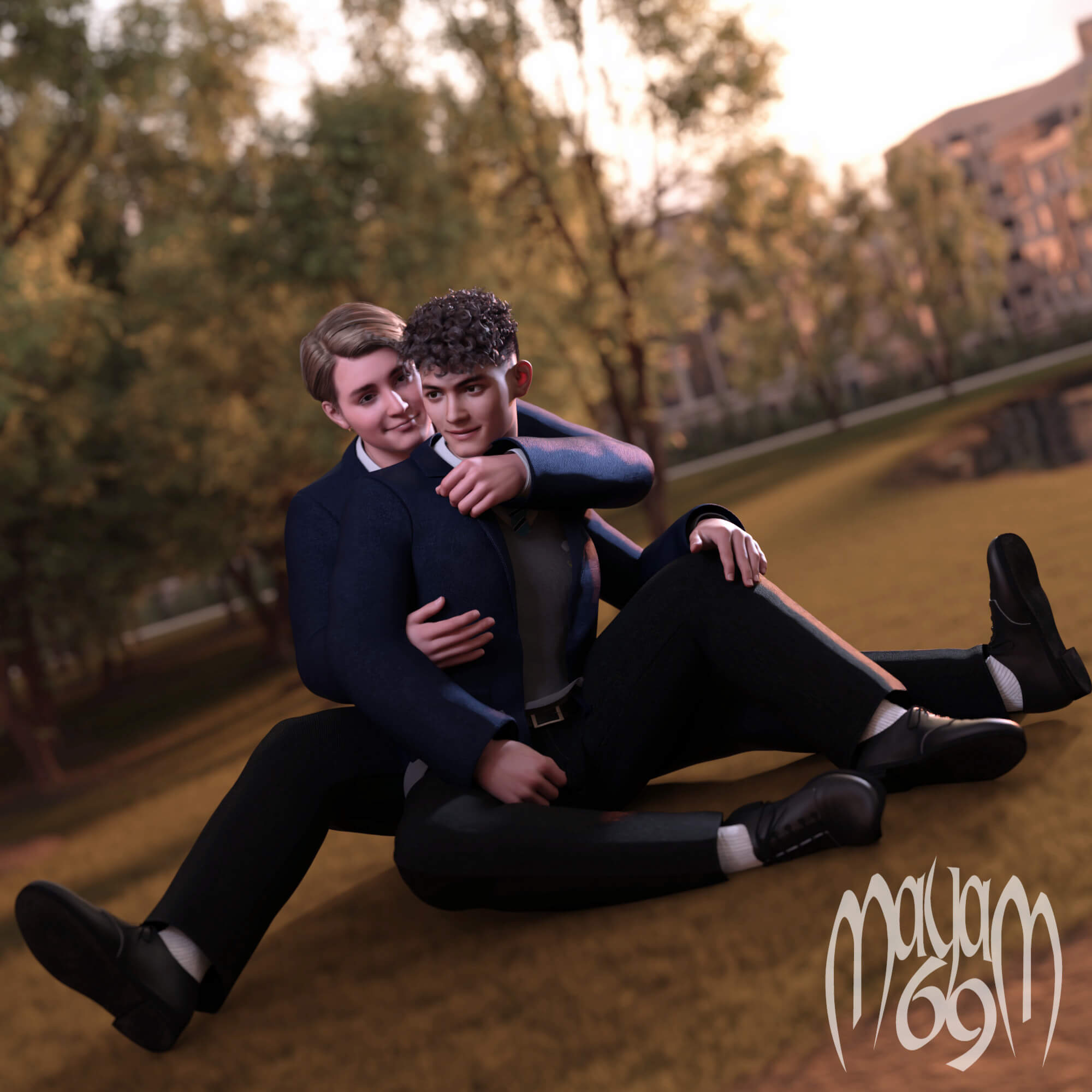 2000x2000 Nick and Charlie 3D Render, Digital Art